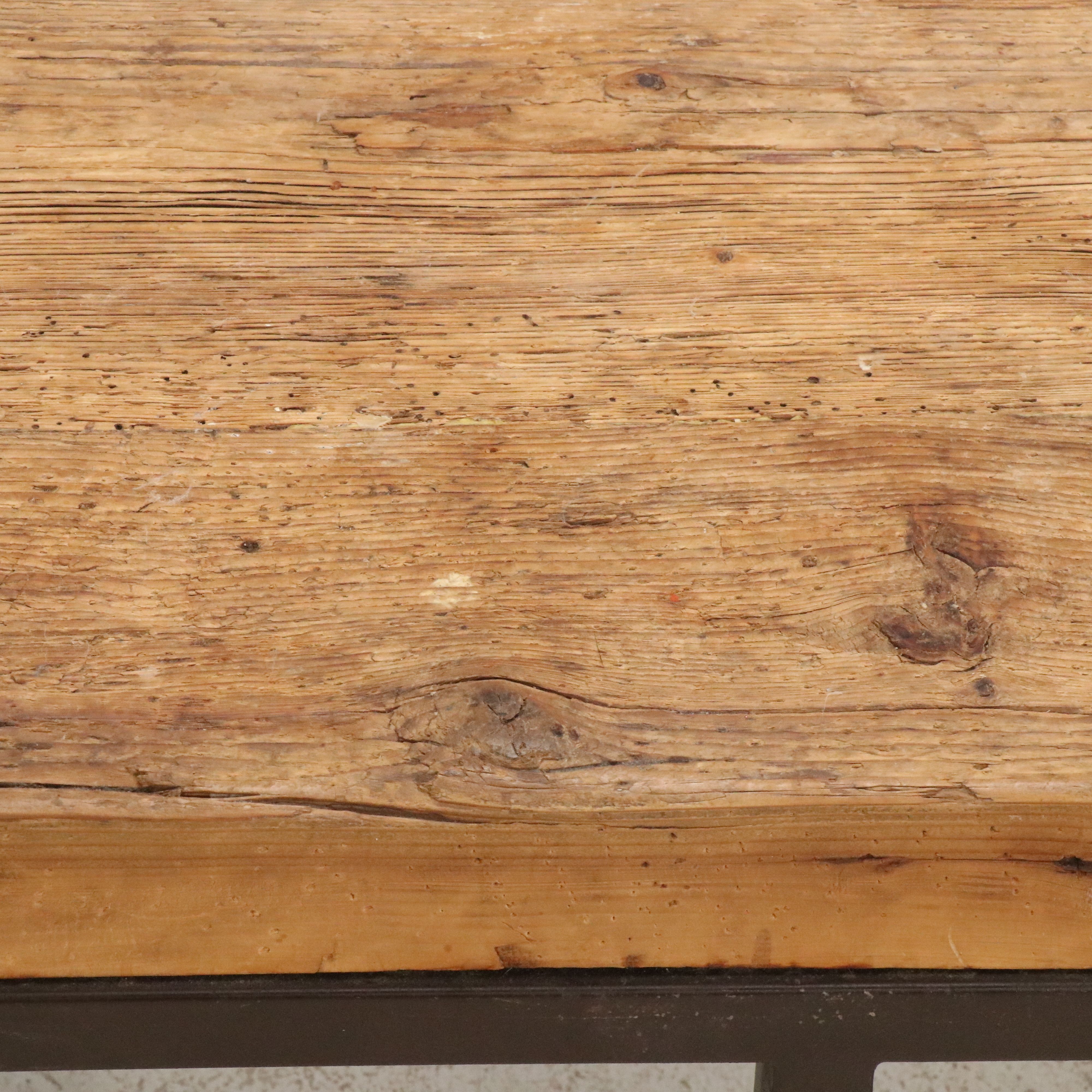 Contemporary Industrial Style Wooden Coffee Table with Metal Base