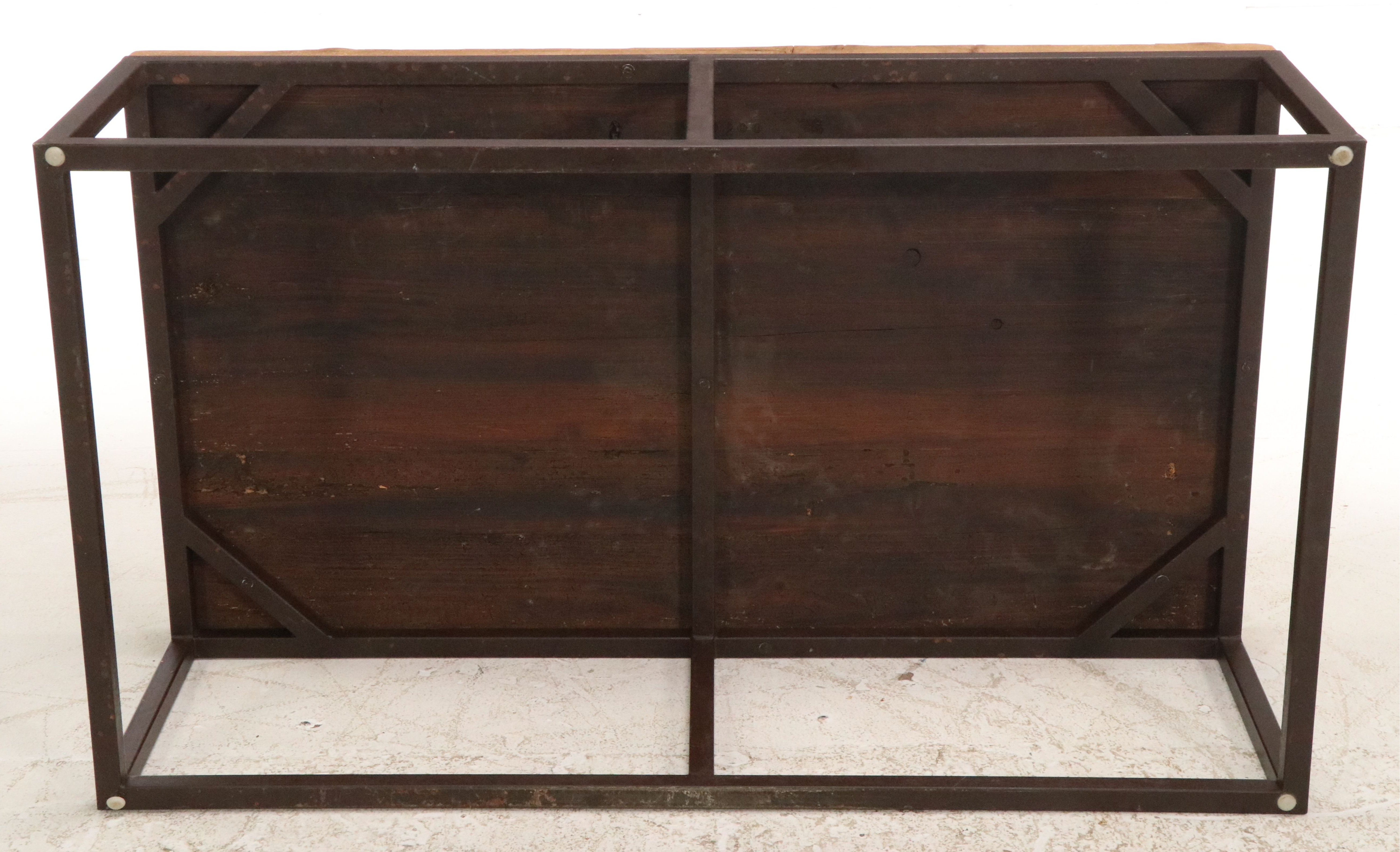 Contemporary Industrial Style Wooden Coffee Table with Metal Base