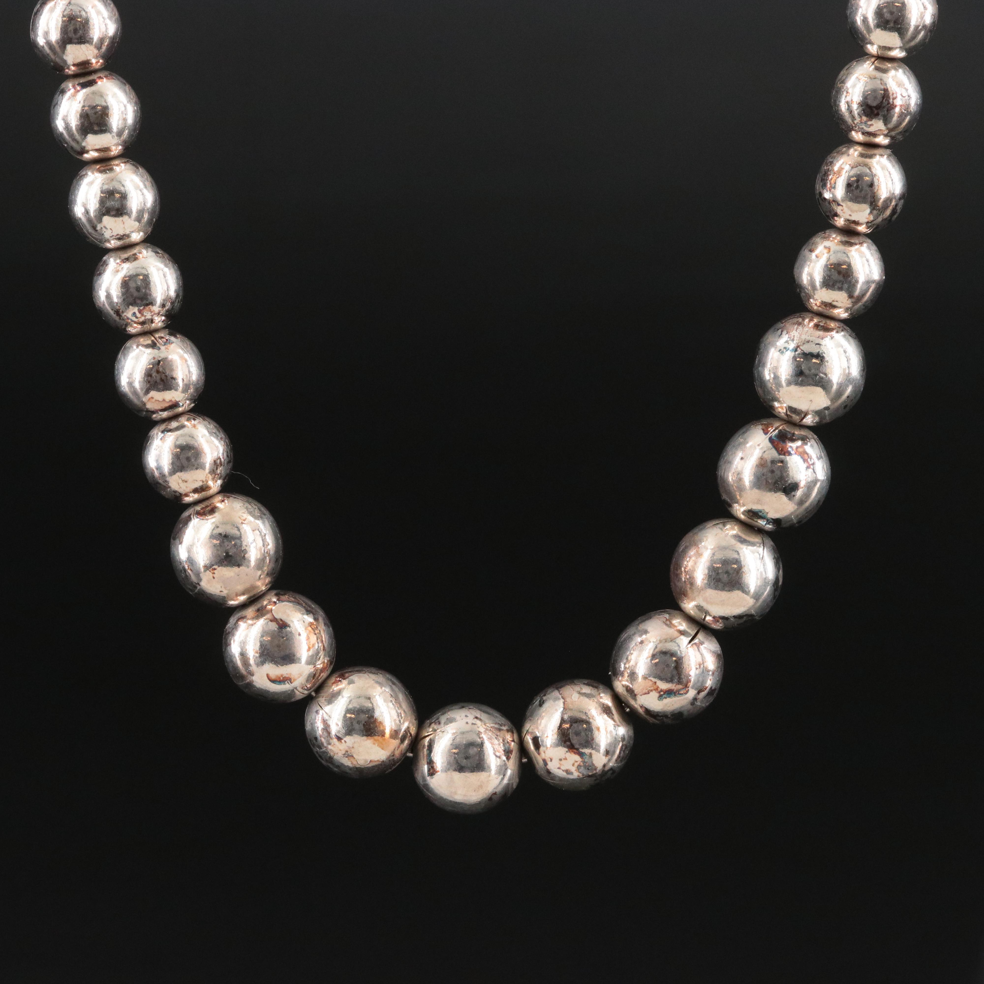 Sterling Graduated Bead Necklace