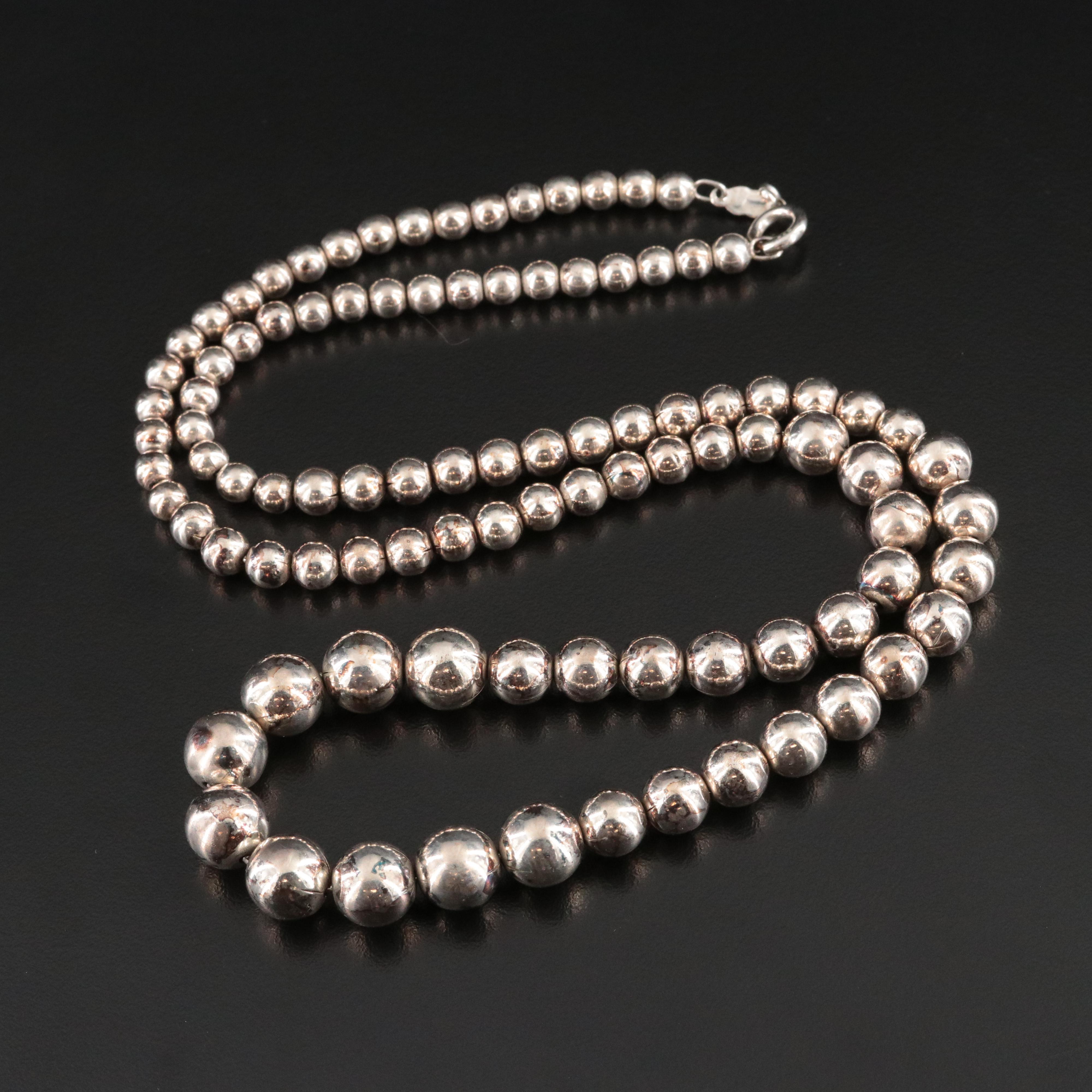 Sterling Graduated Bead Necklace