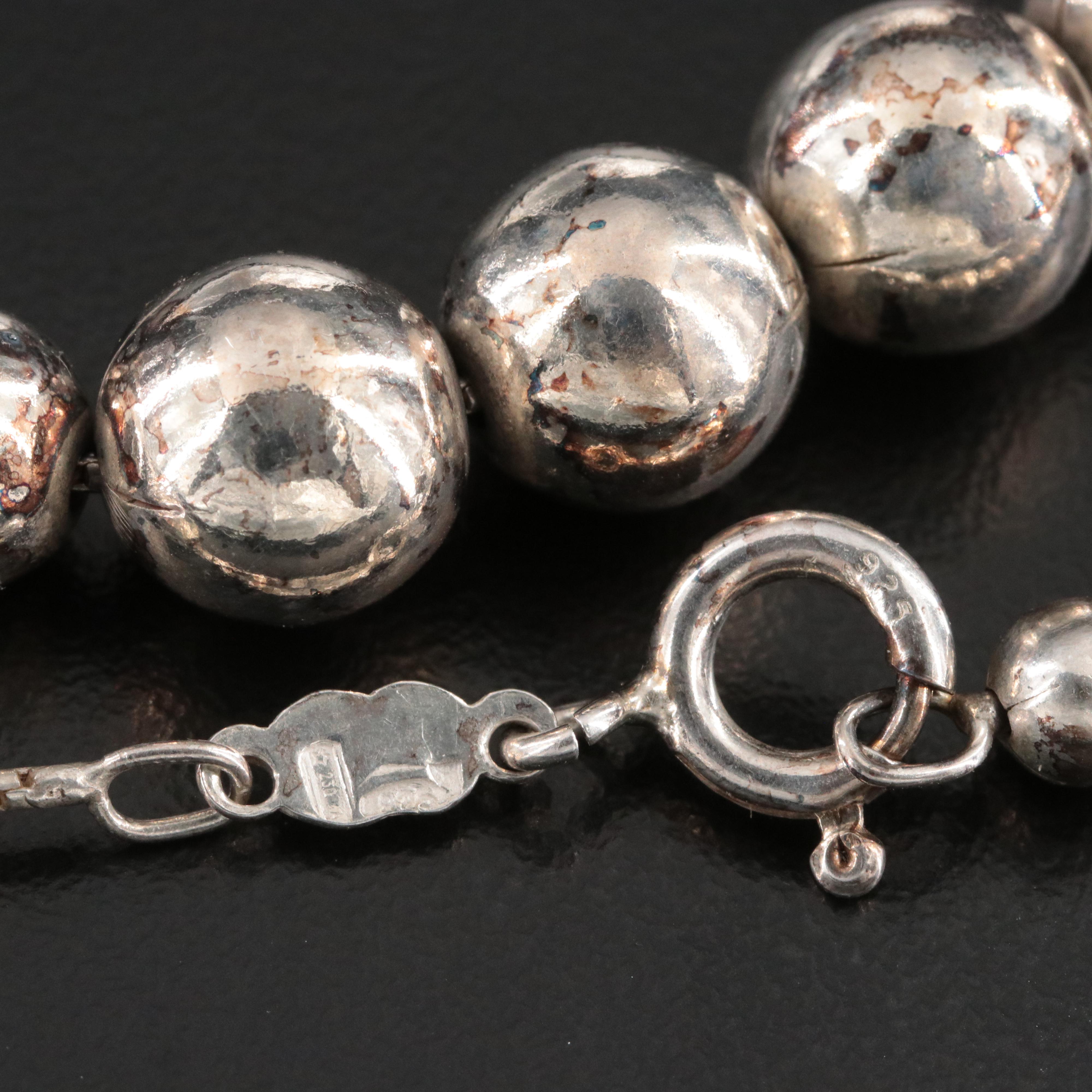 Sterling Graduated Bead Necklace