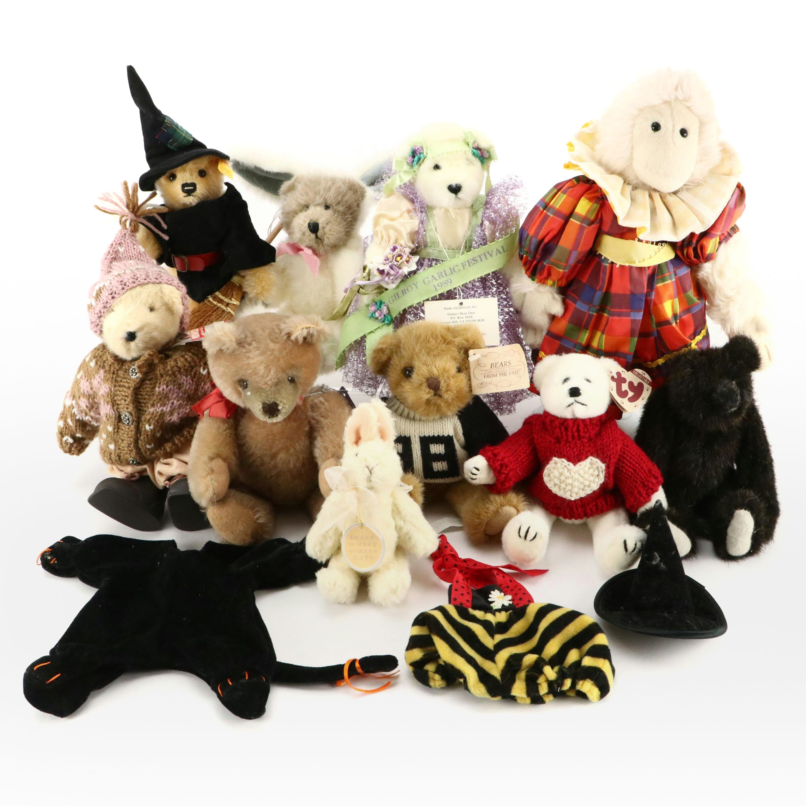 Steiff Witch Teddy Bear with Russ Berrie, Hurdy Gurdy and More Stuffed Animals
