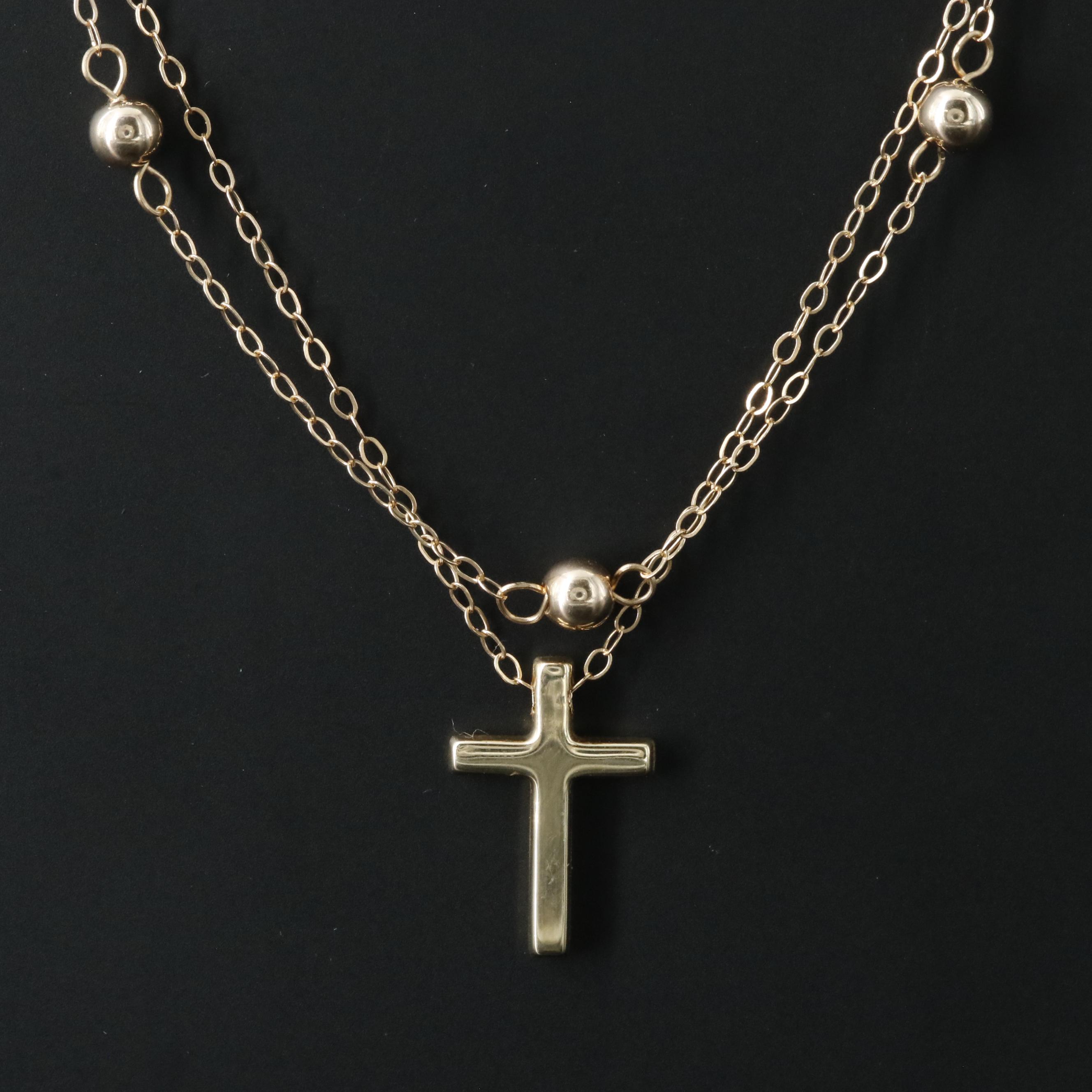 10K Tiered Cross Necklace