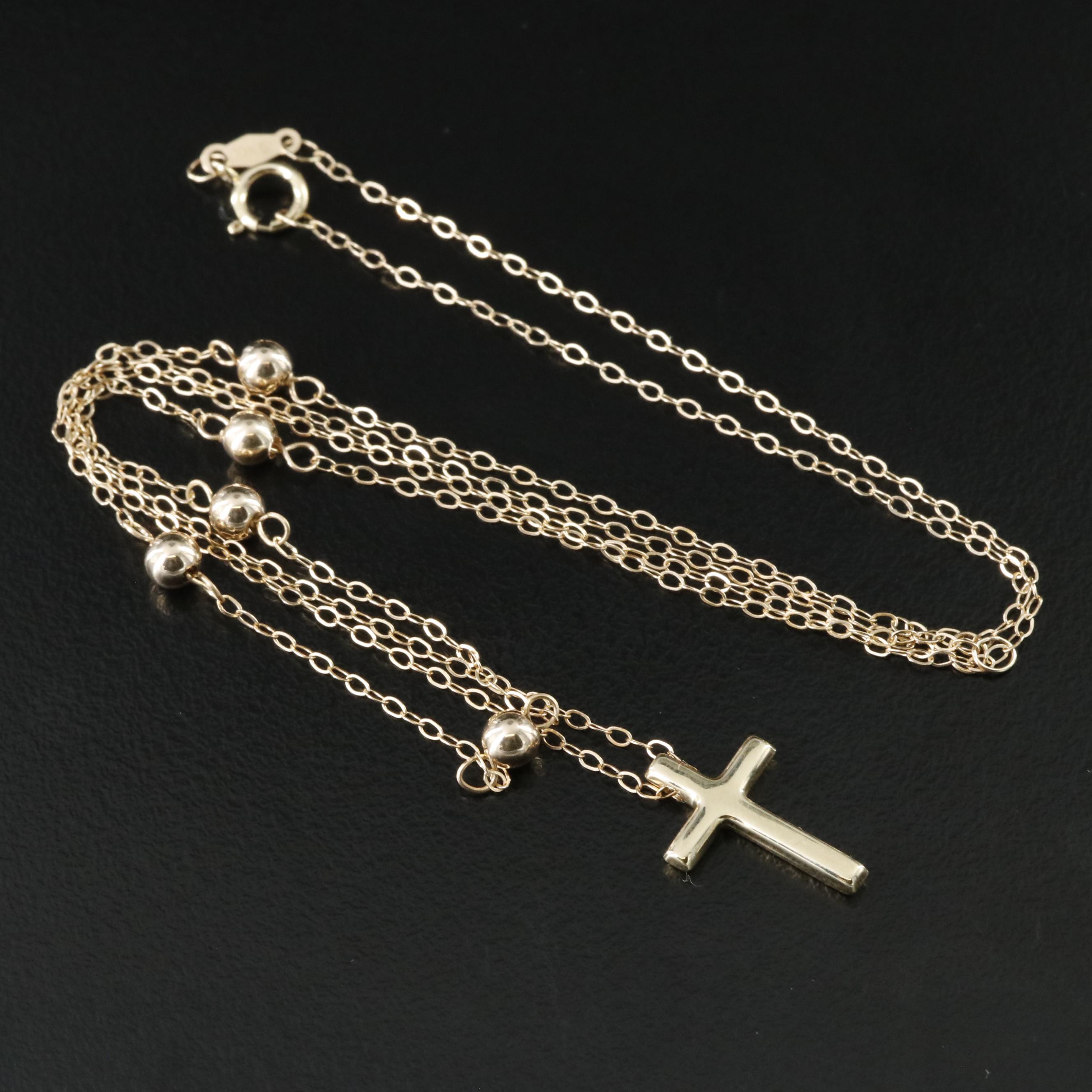 10K Tiered Cross Necklace