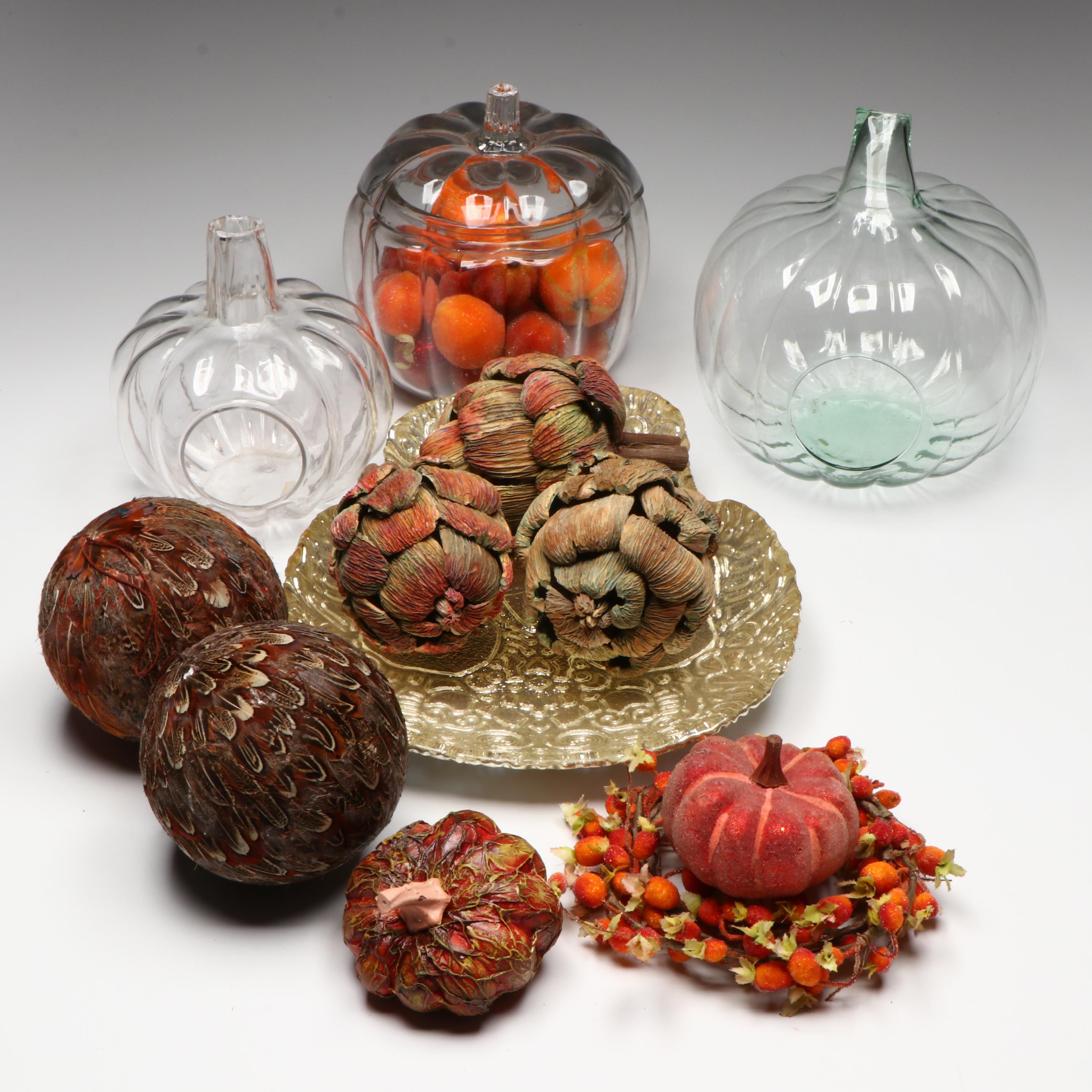 Pumpkin Candle Holders and Jar with Skull Dish and More Fall Decor