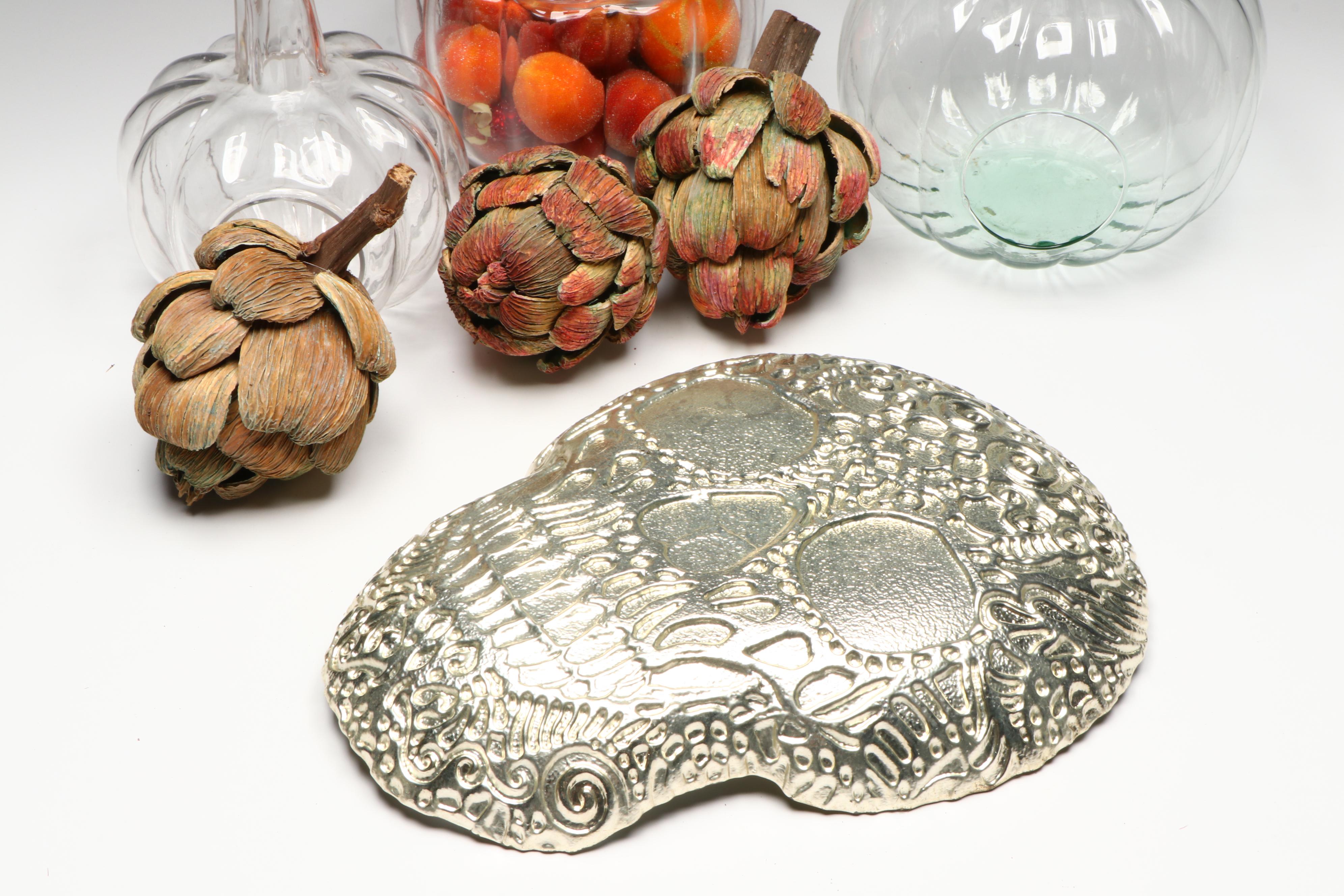 Pumpkin Candle Holders and Jar with Skull Dish and More Fall Decor