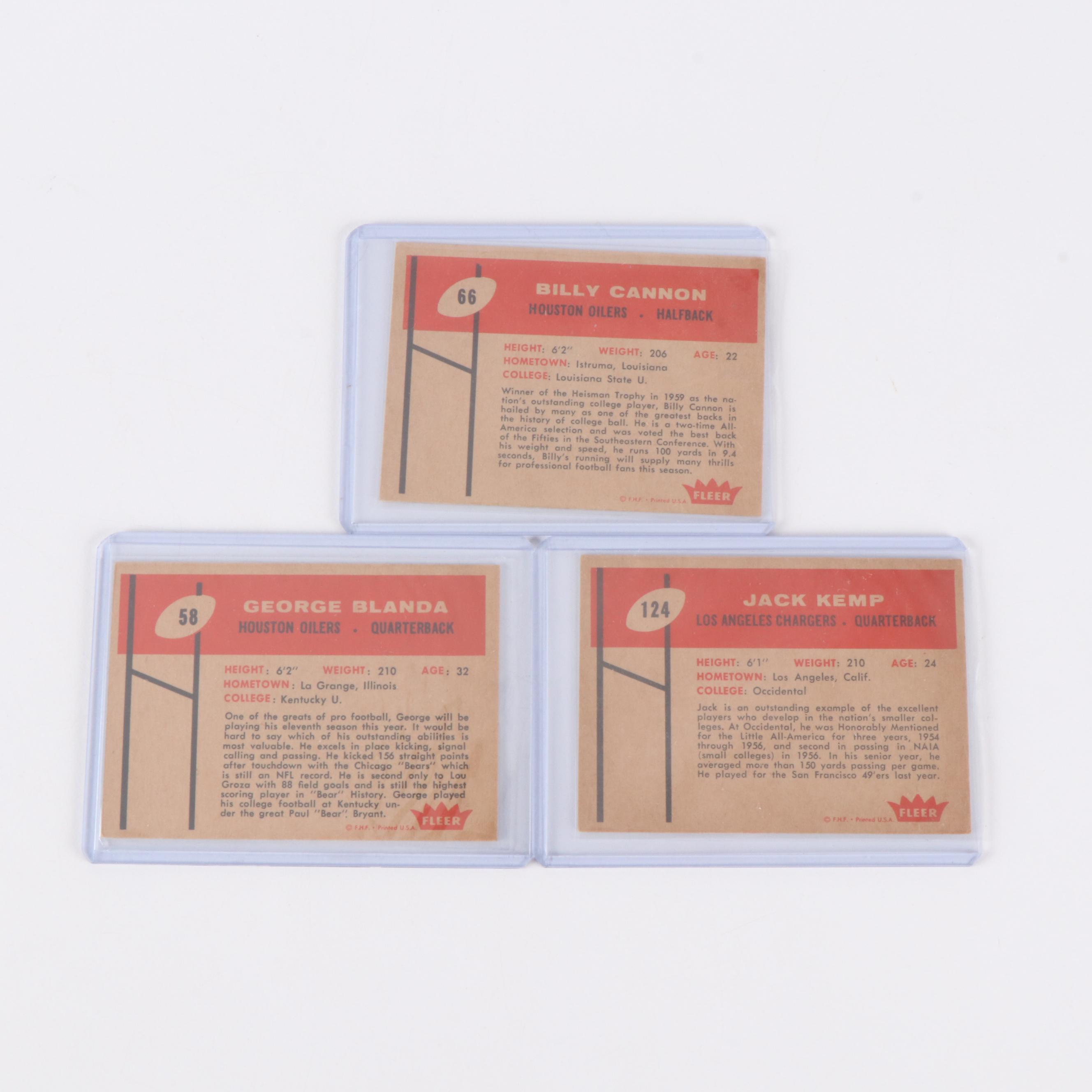 1960 Fleer Football Cards Featuring Jack Kemp Rookie and More