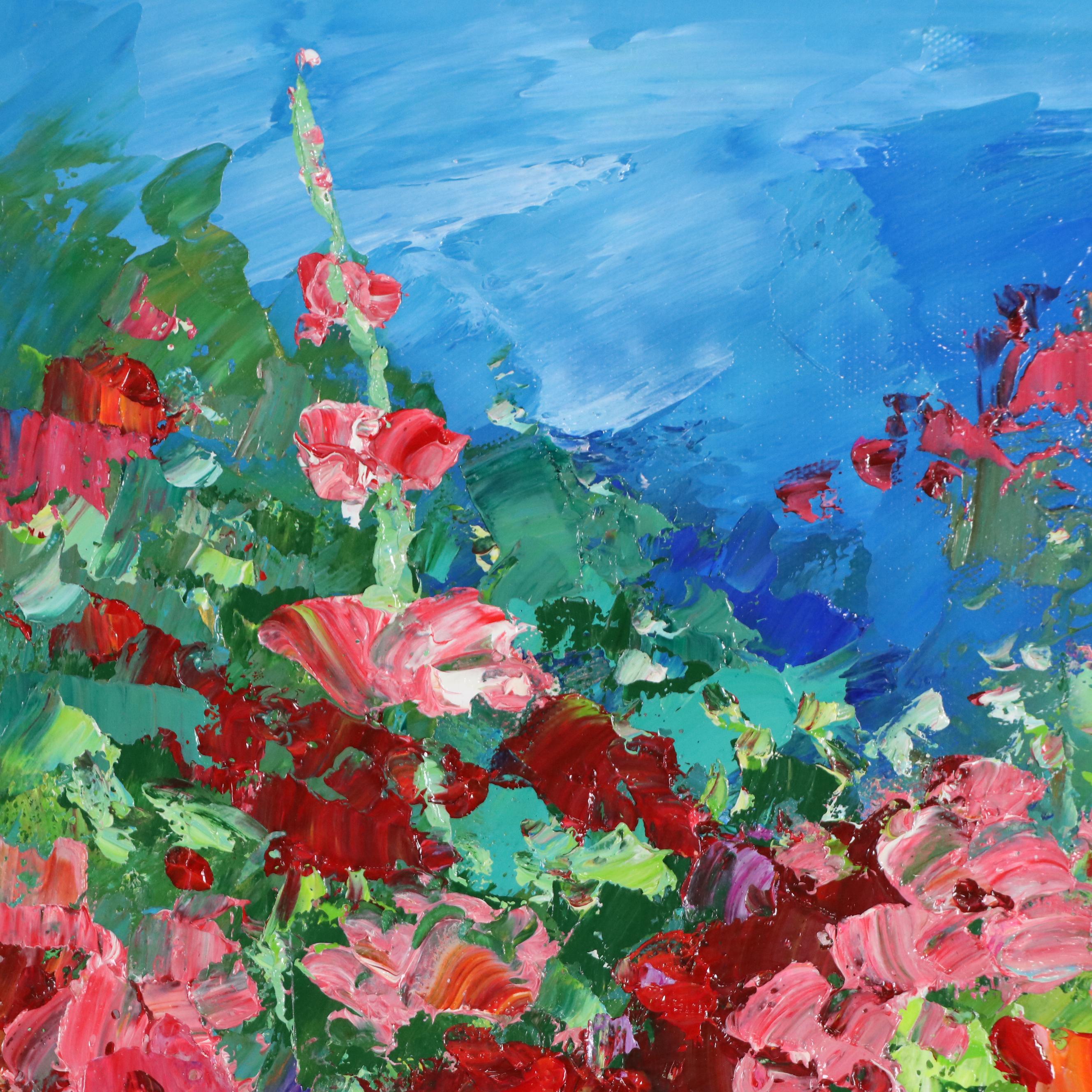 Two Floral Acrylic Paintings, Circa 2024