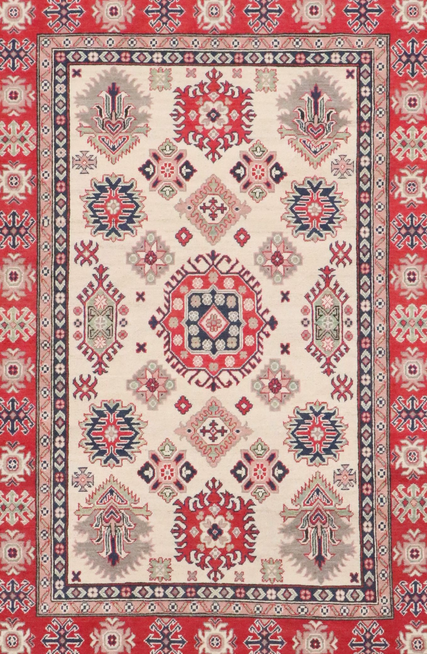 5'6 x 8'1 Hand-Knotted Pakistani Kazak Area Rug