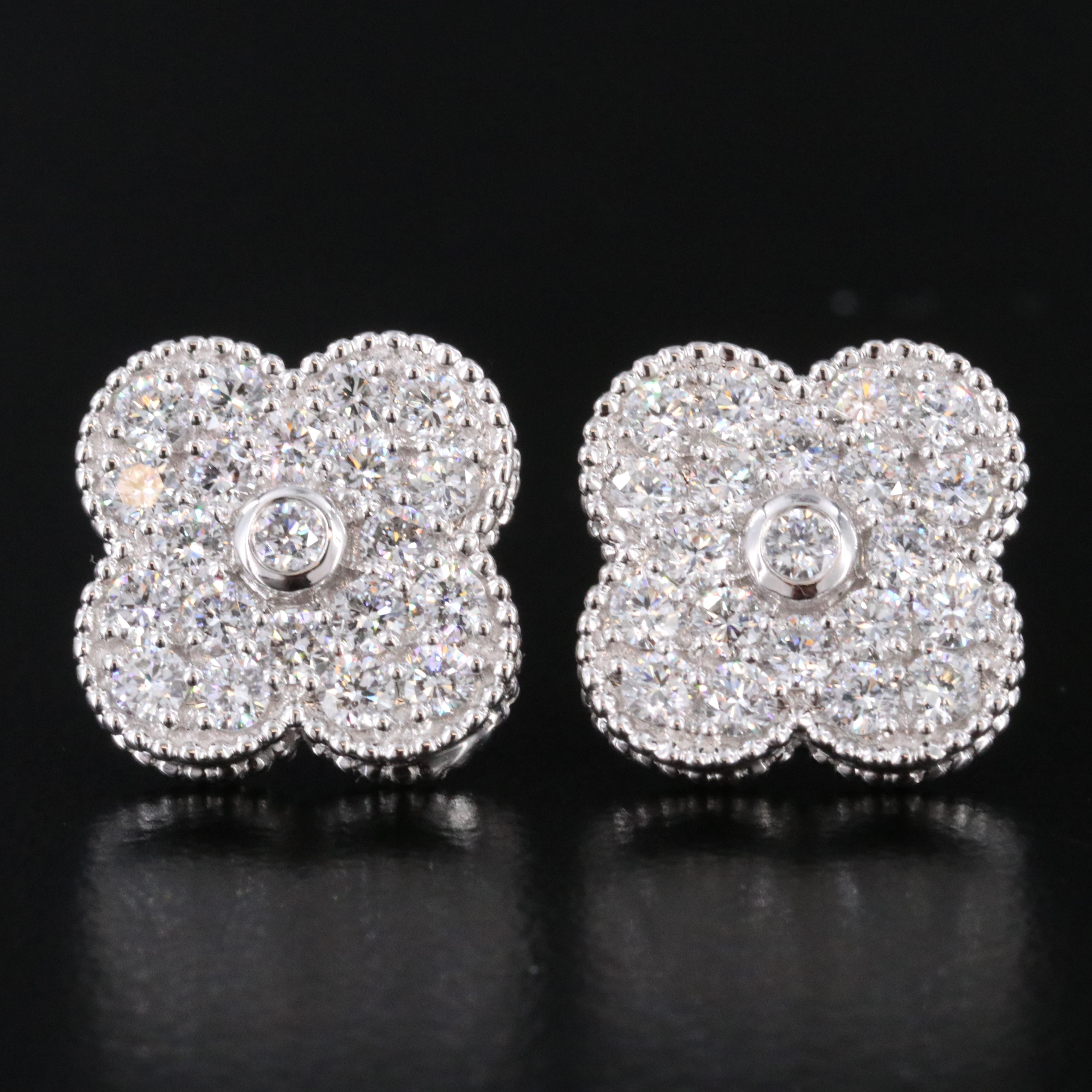 14K 1.30 CTW Lab Grown Diamond Quatrefoil Earrings