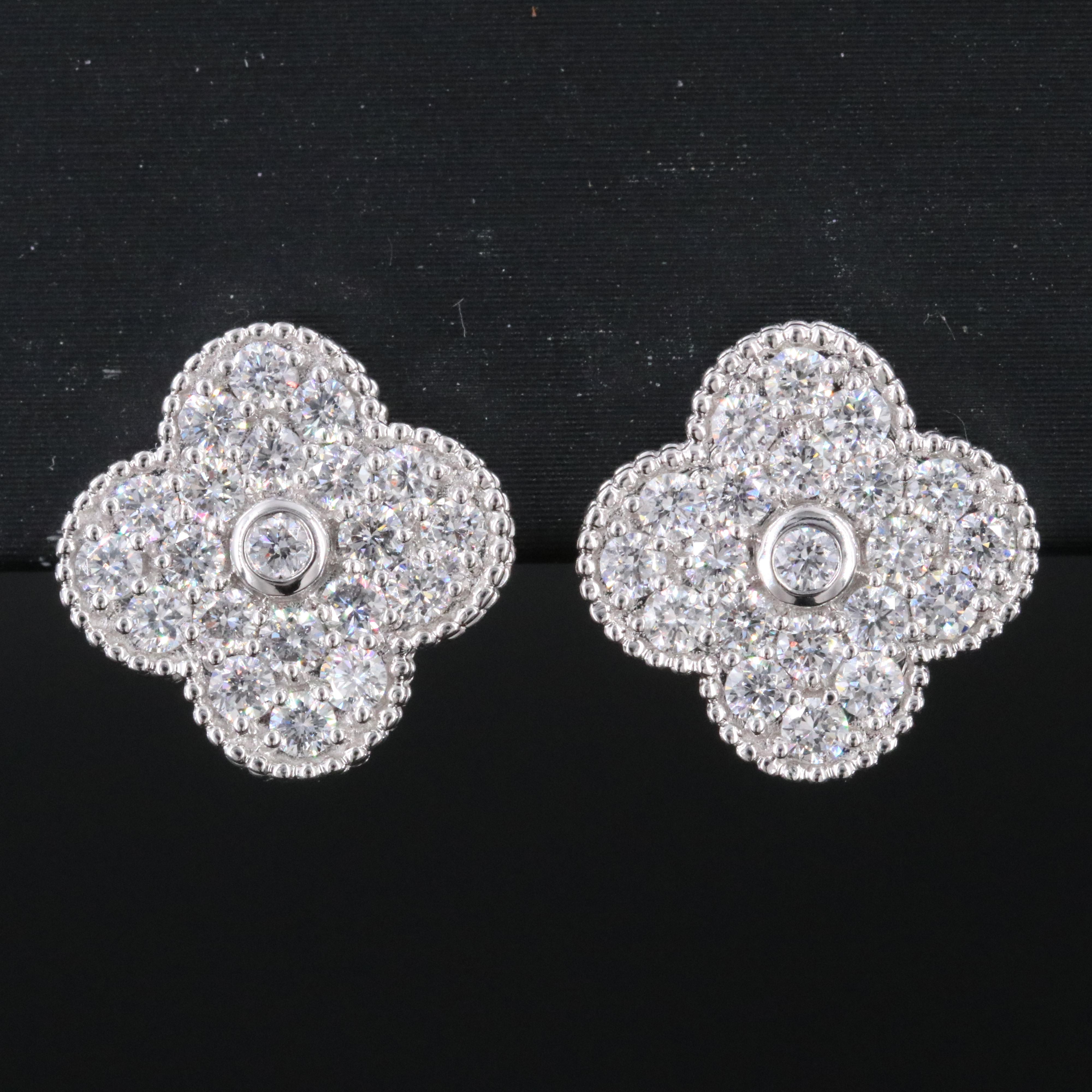 14K 1.30 CTW Lab Grown Diamond Quatrefoil Earrings