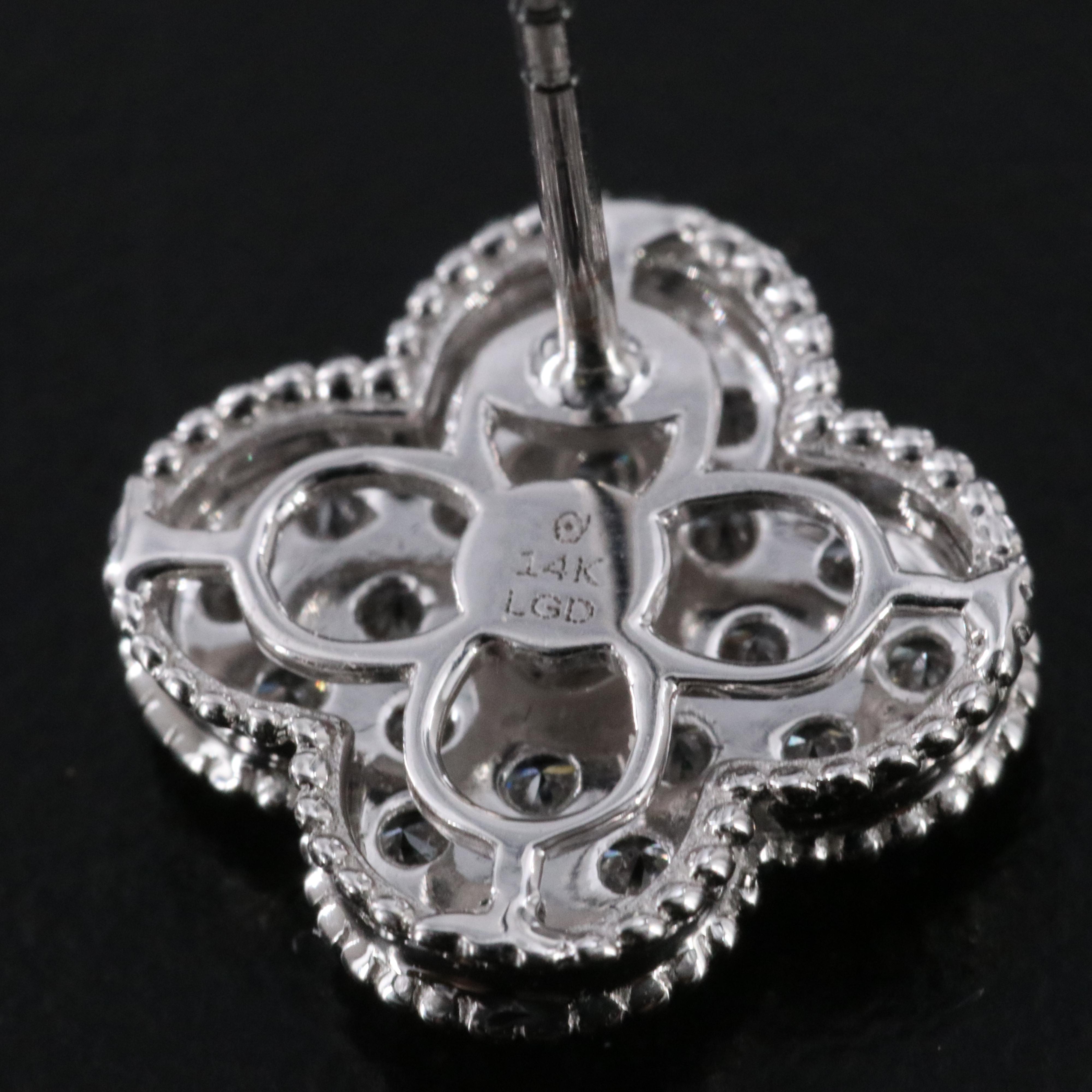 14K 1.30 CTW Lab Grown Diamond Quatrefoil Earrings