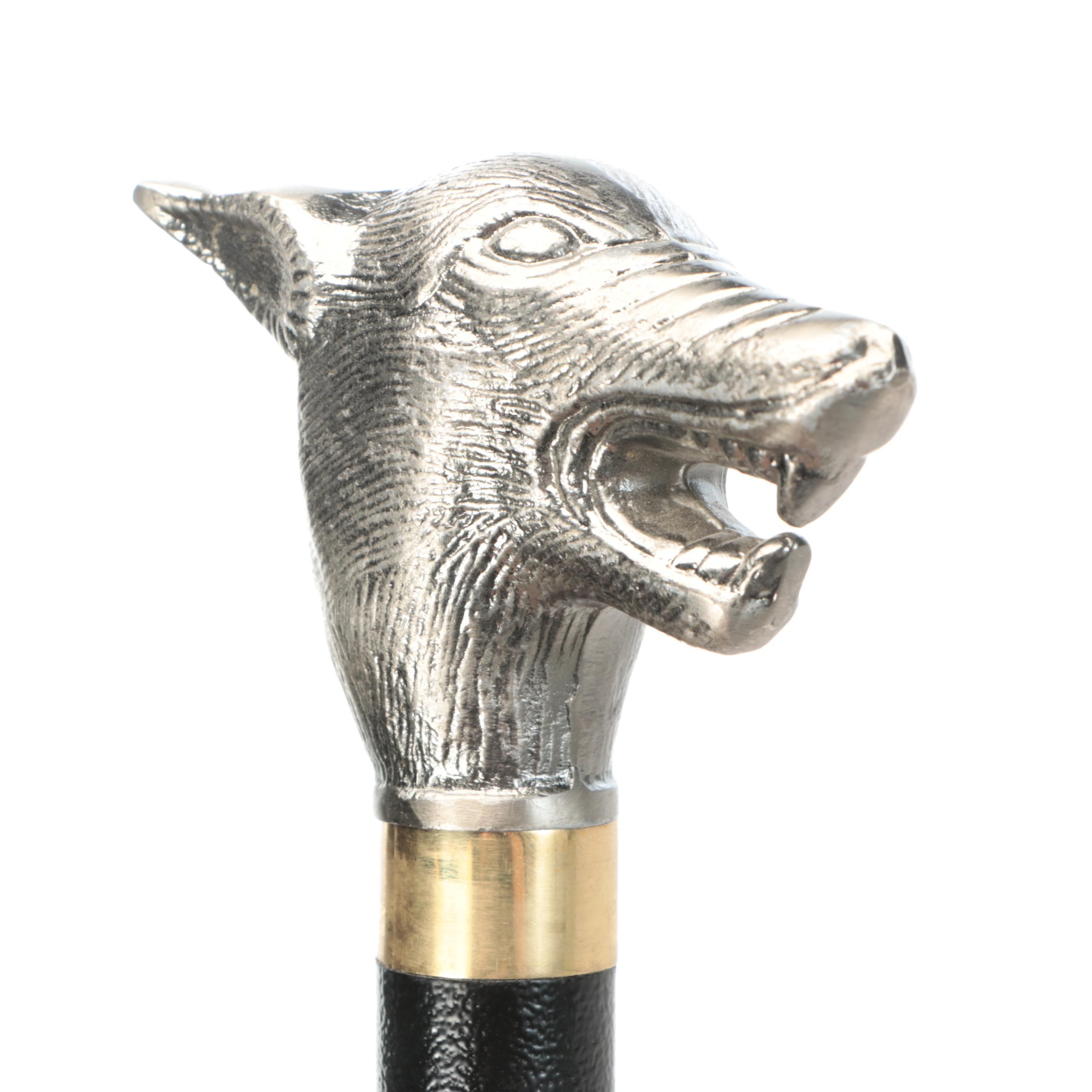 Snarling Wolf Head Handled Sword Cane
