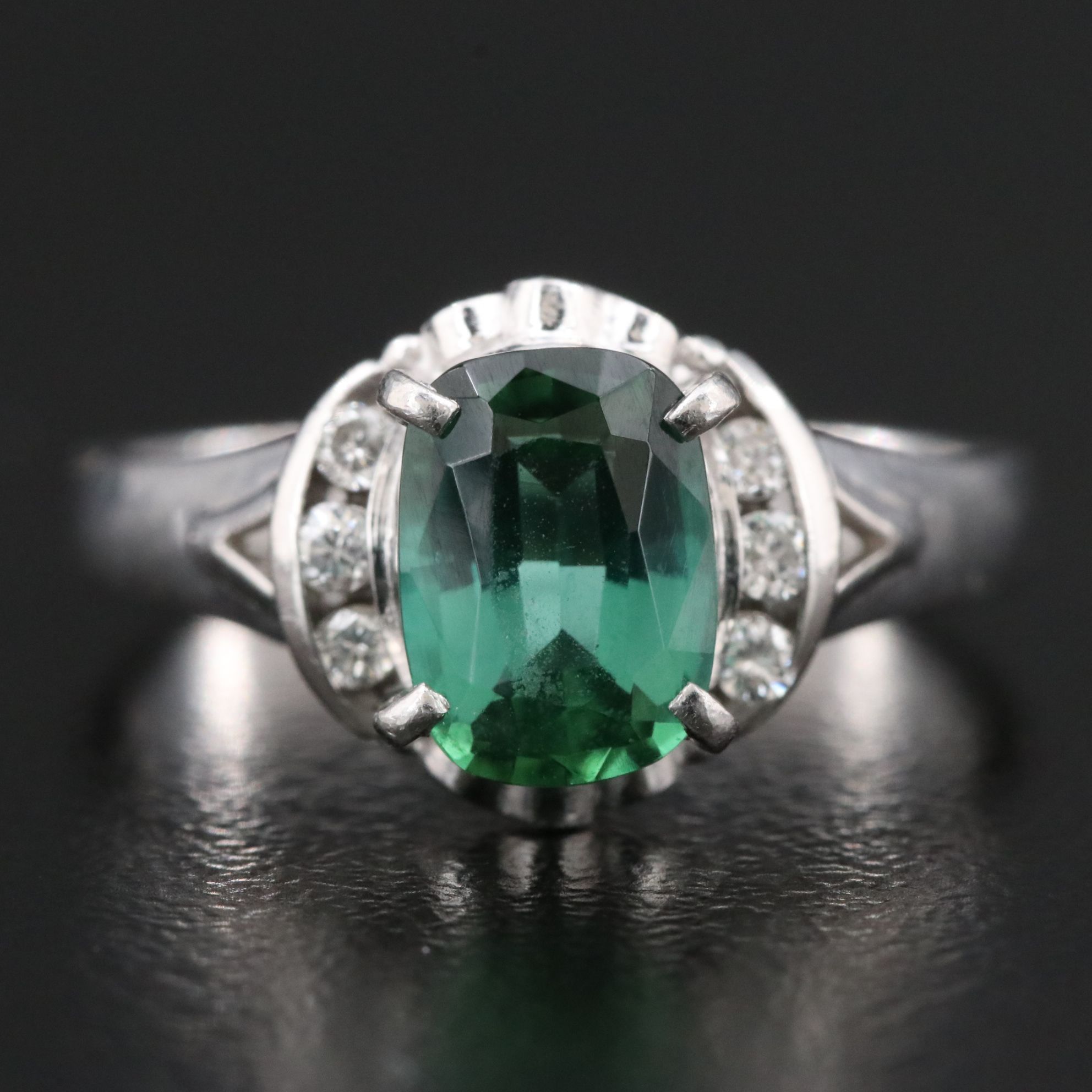 Platinum Tourmaline and Diamond Ring