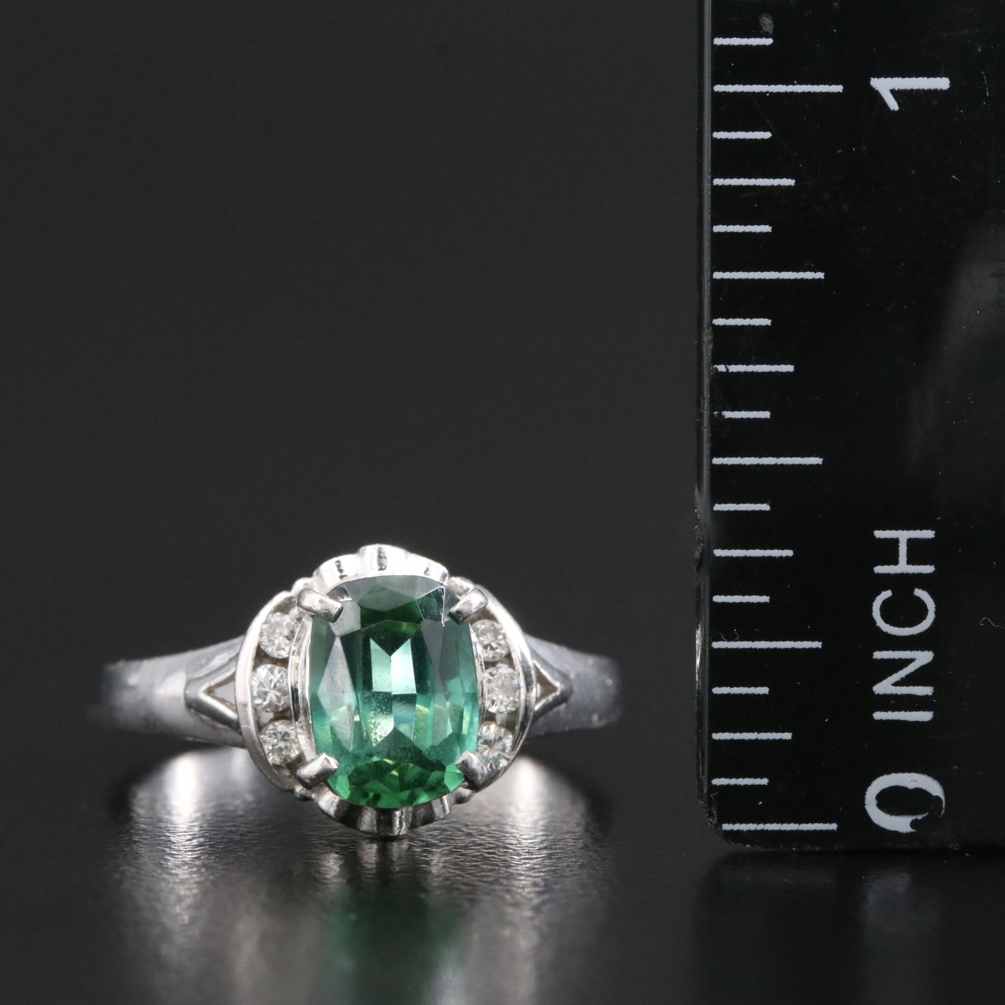 Platinum Tourmaline and Diamond Ring