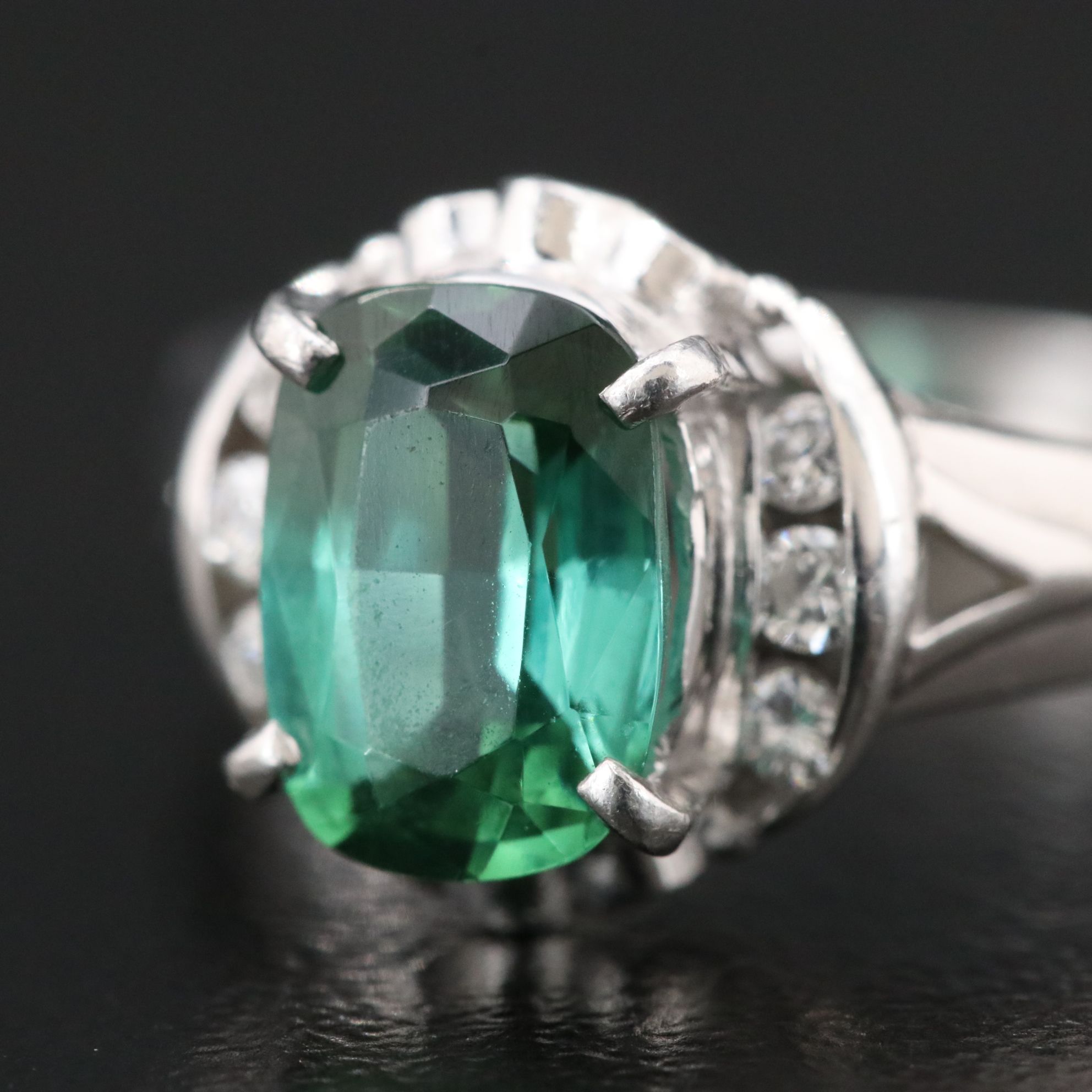 Platinum Tourmaline and Diamond Ring