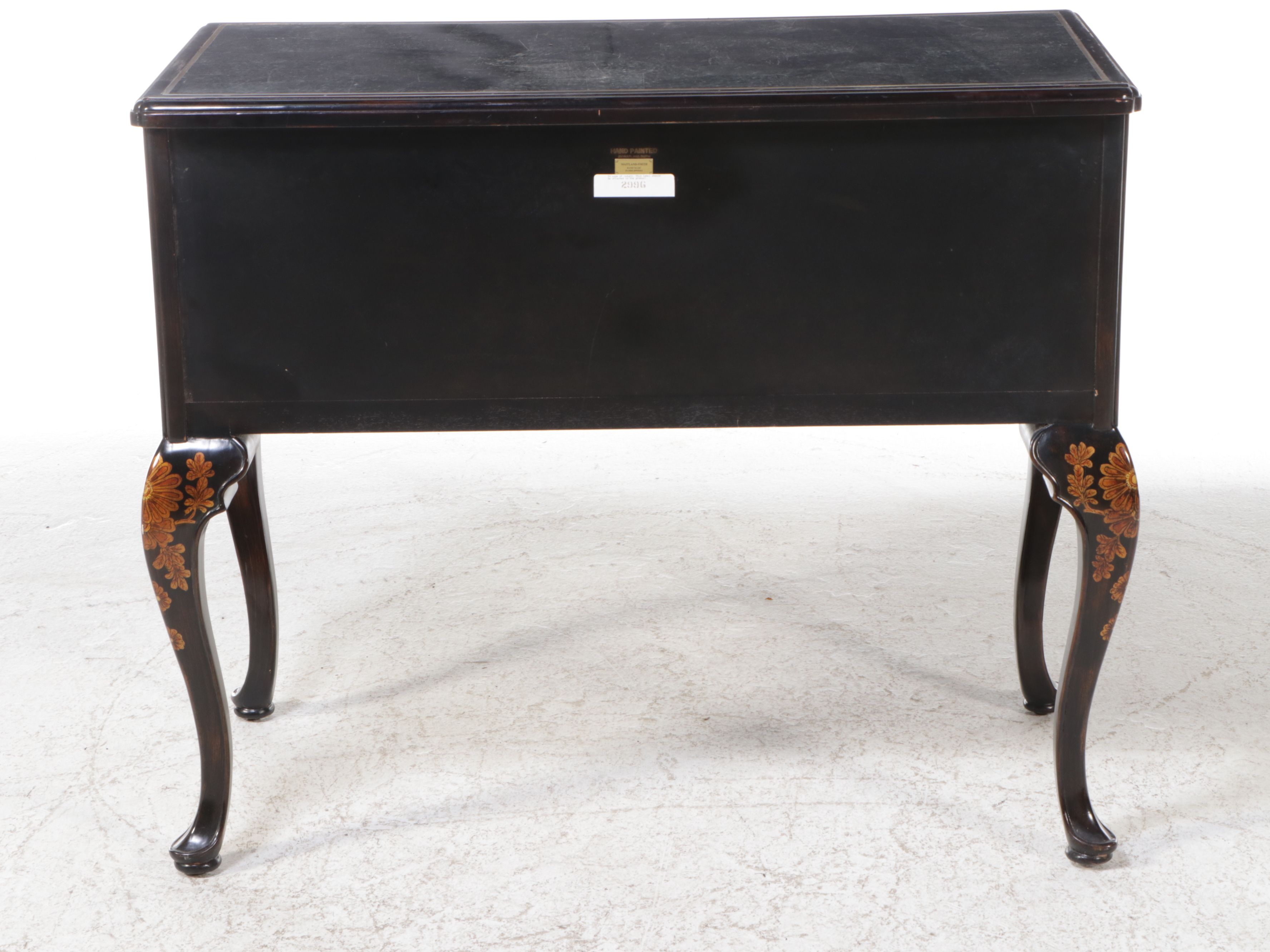 Maitland-Smith Queen Anne Chinoiserie Lacquered Wood Dresser with Marble Top