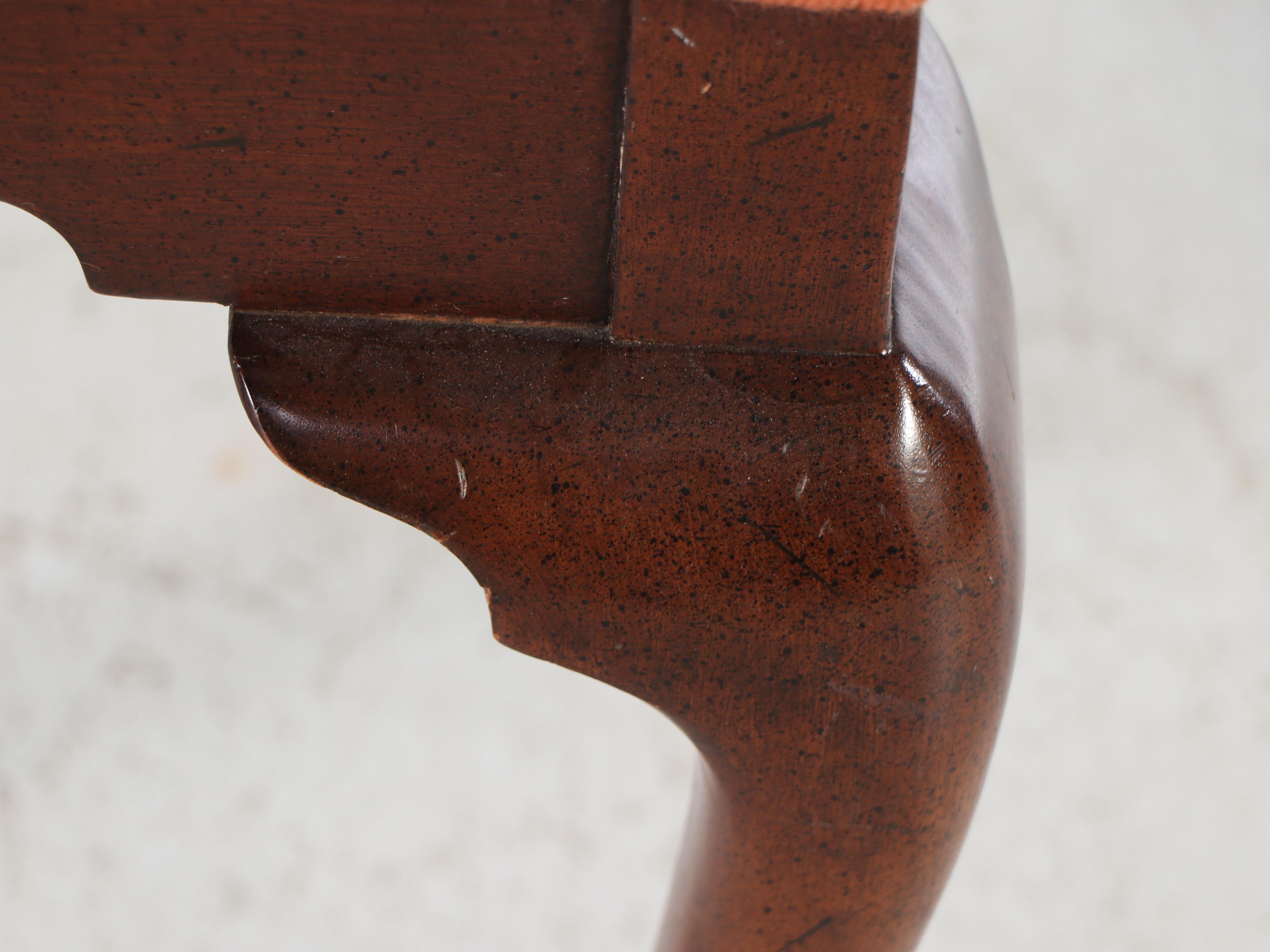 Queen Anne Style Mahogany Armchair with Needlepoint Seat