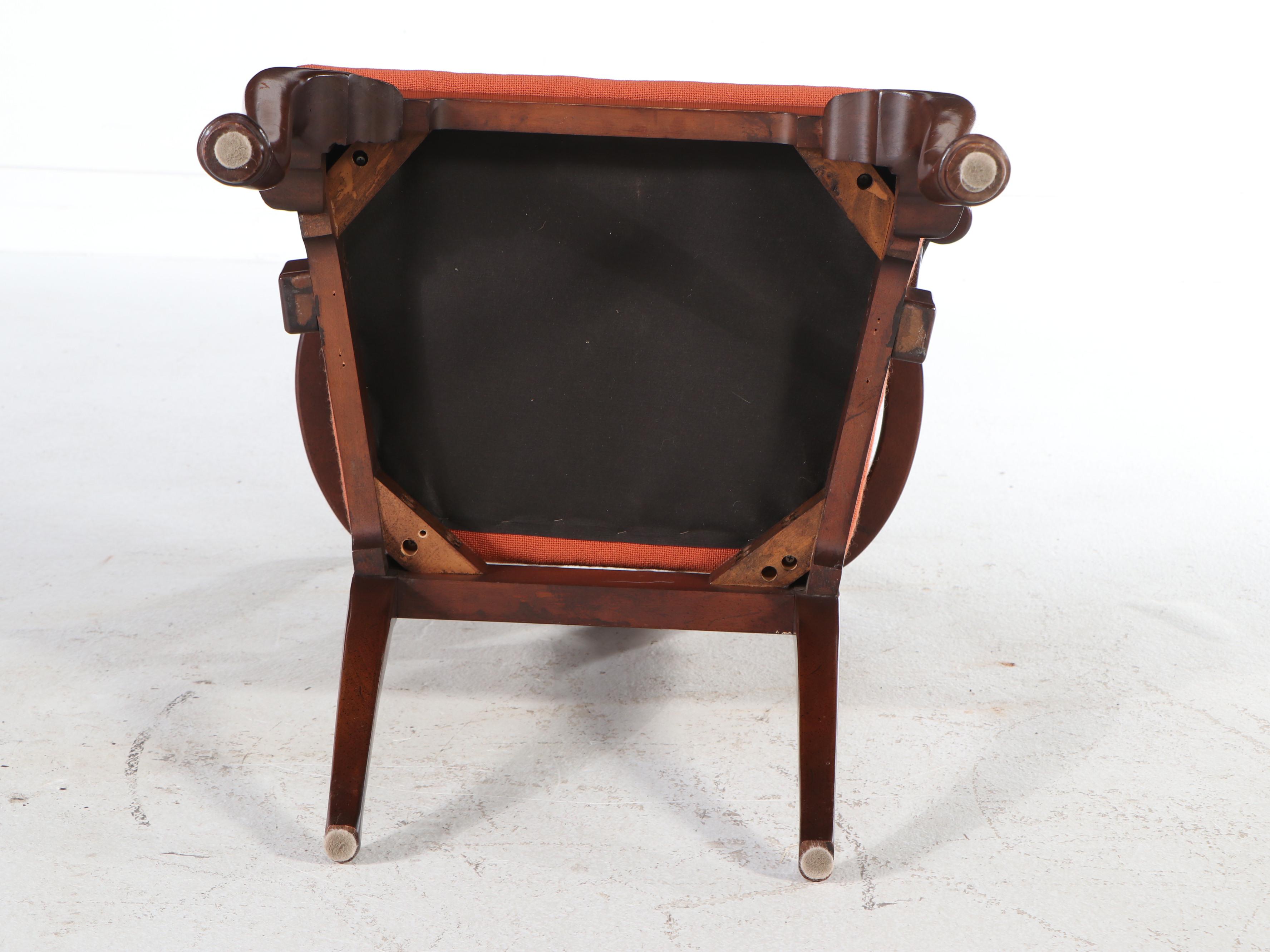 Queen Anne Style Mahogany Armchair with Needlepoint Seat