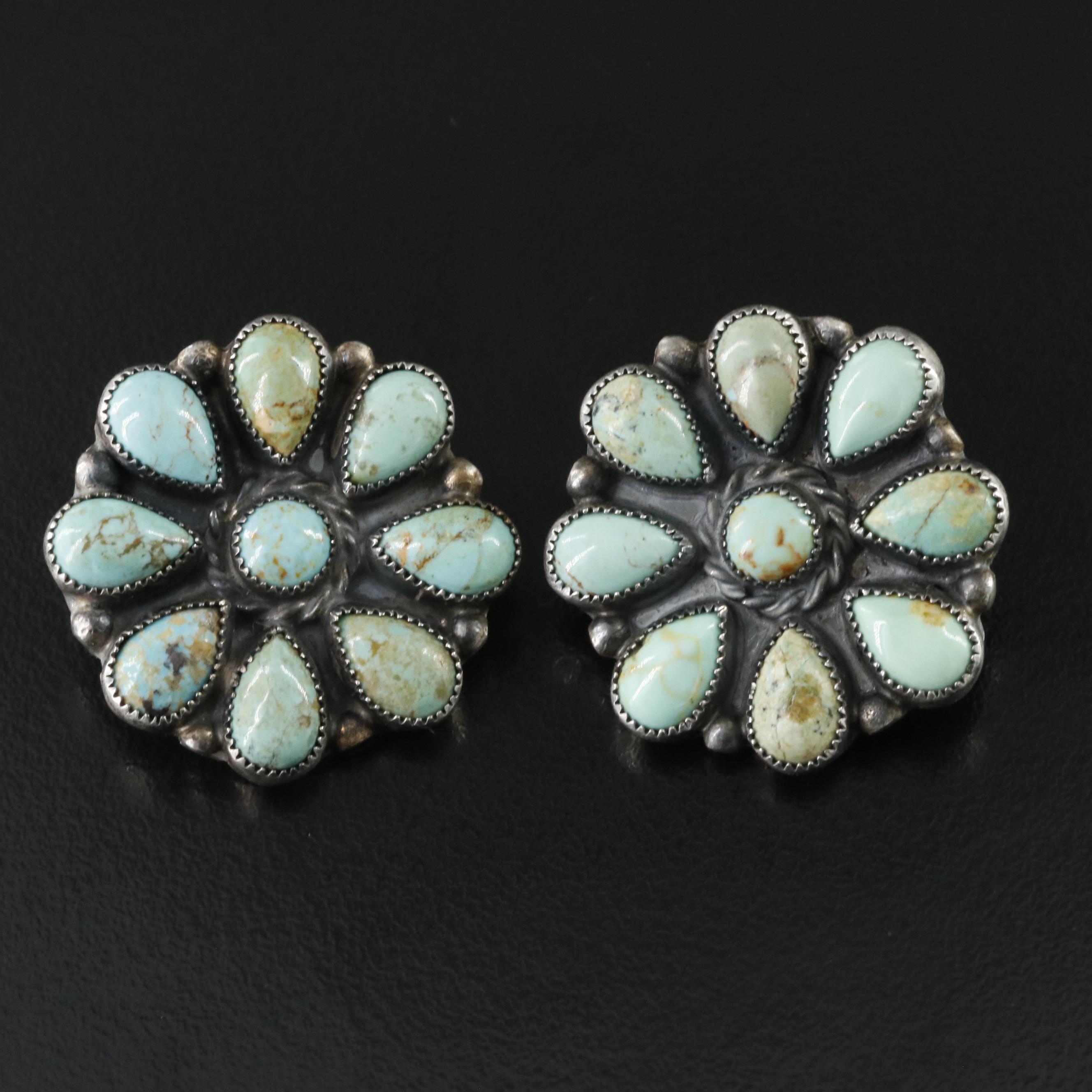 Charlene Yazzie, Navajo Diné Sterling Turquoise Earrings