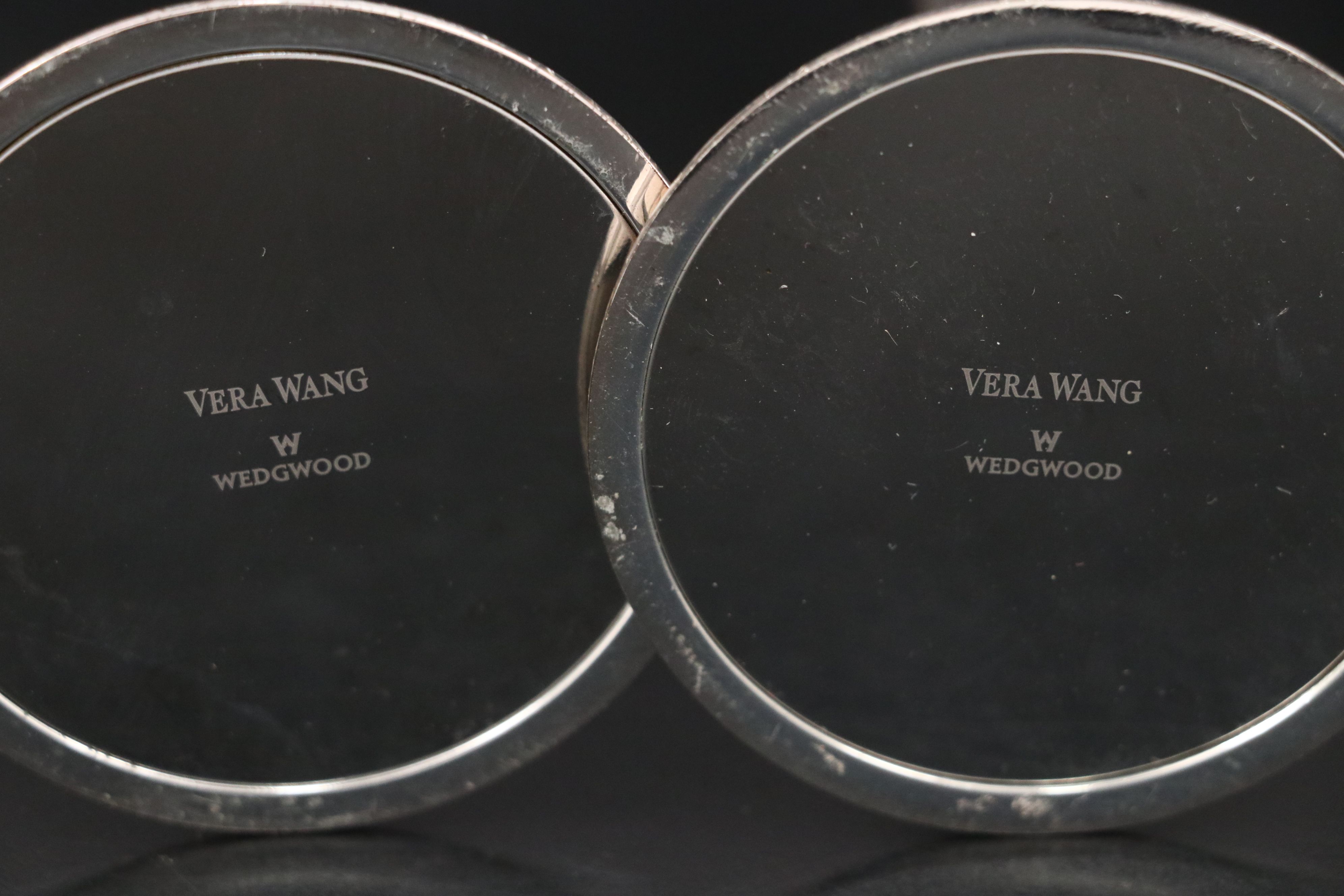 Wedgwood for Vera Wang Metal Base Glass Champagne Flues with Glass Candlesticks