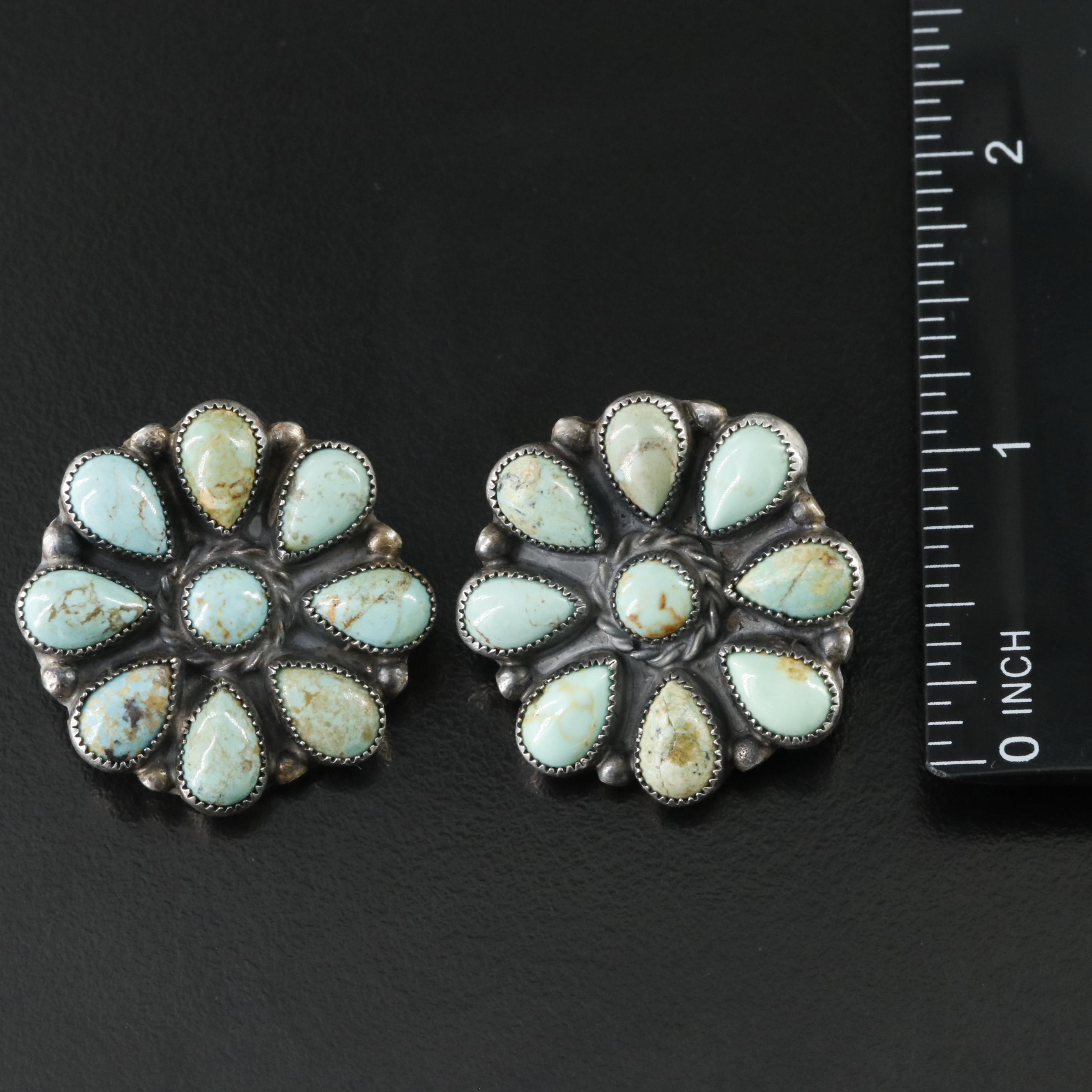 Charlene Yazzie, Navajo Diné Sterling Turquoise Earrings