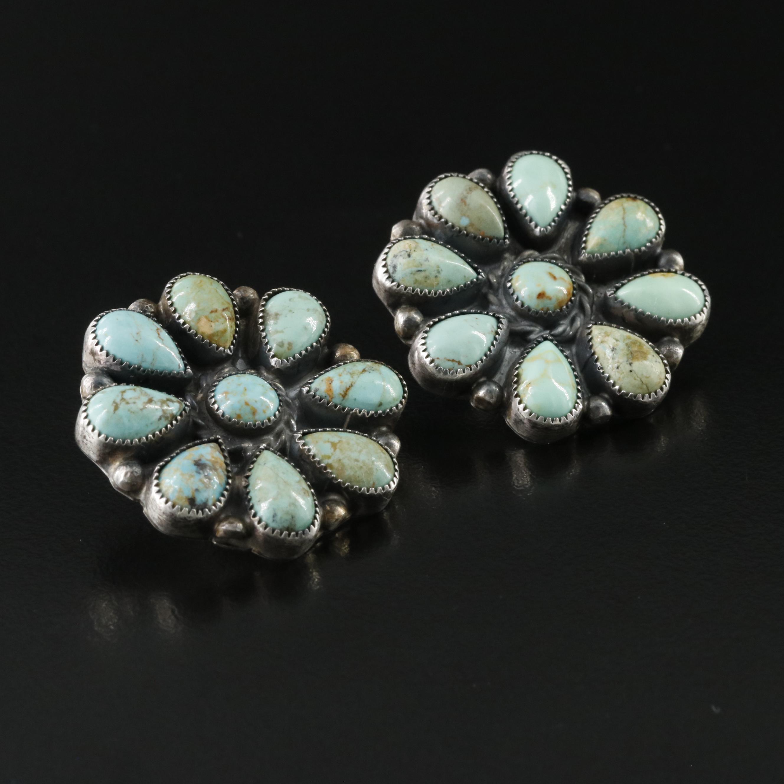 Charlene Yazzie, Navajo Diné Sterling Turquoise Earrings