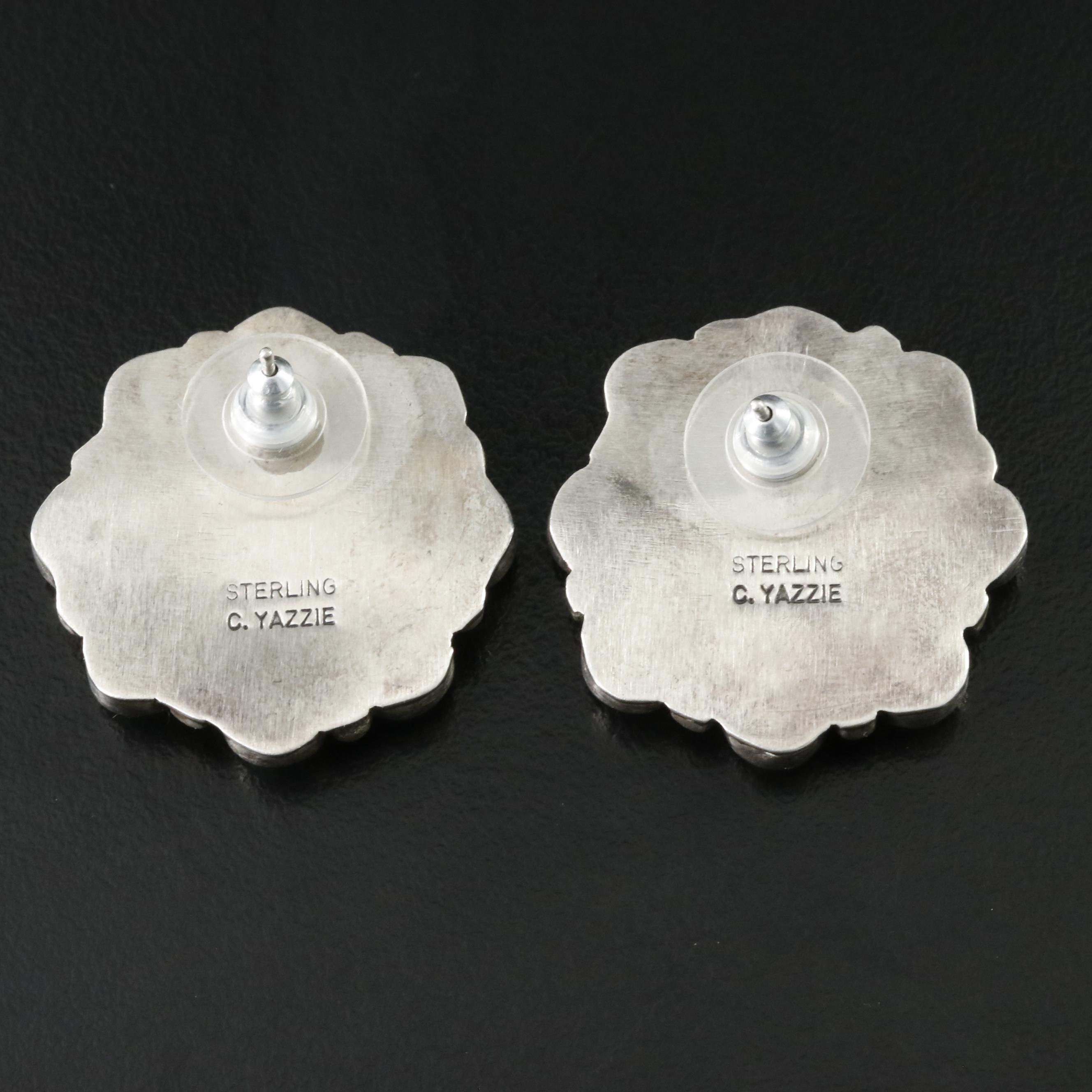 Charlene Yazzie, Navajo Diné Sterling Turquoise Earrings