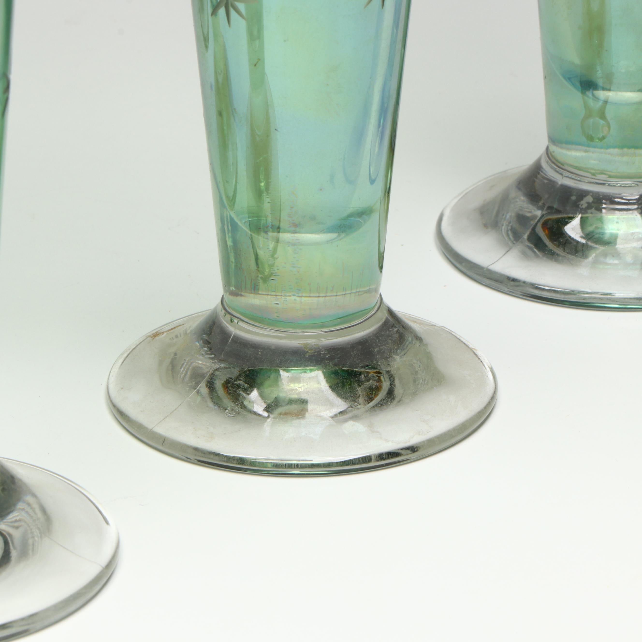 SC Line Green Flash Star Etched Glass Pilsner Glasses