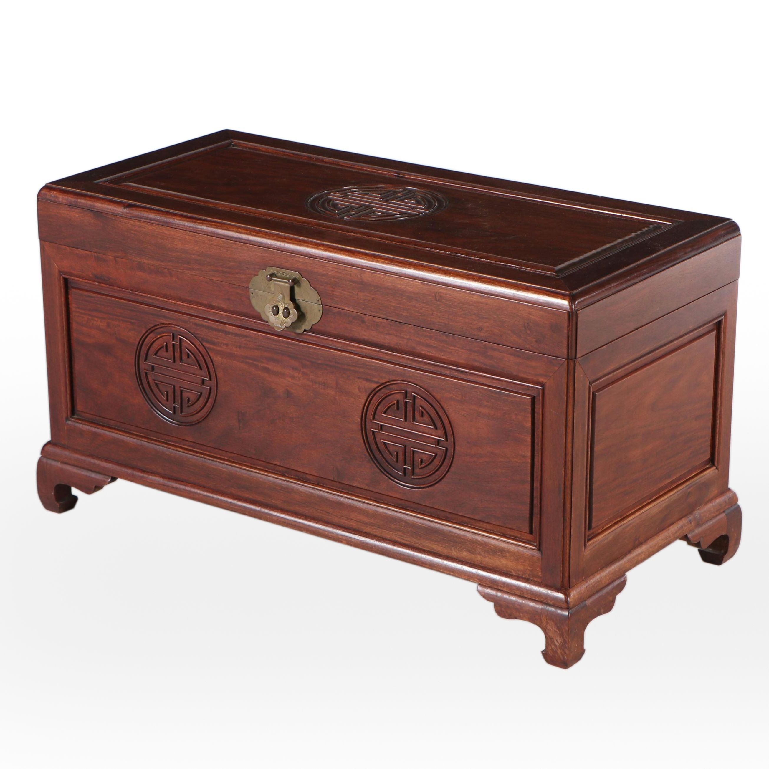 Chinese Carved Mahogany Chest, Mid to Late 20th Century