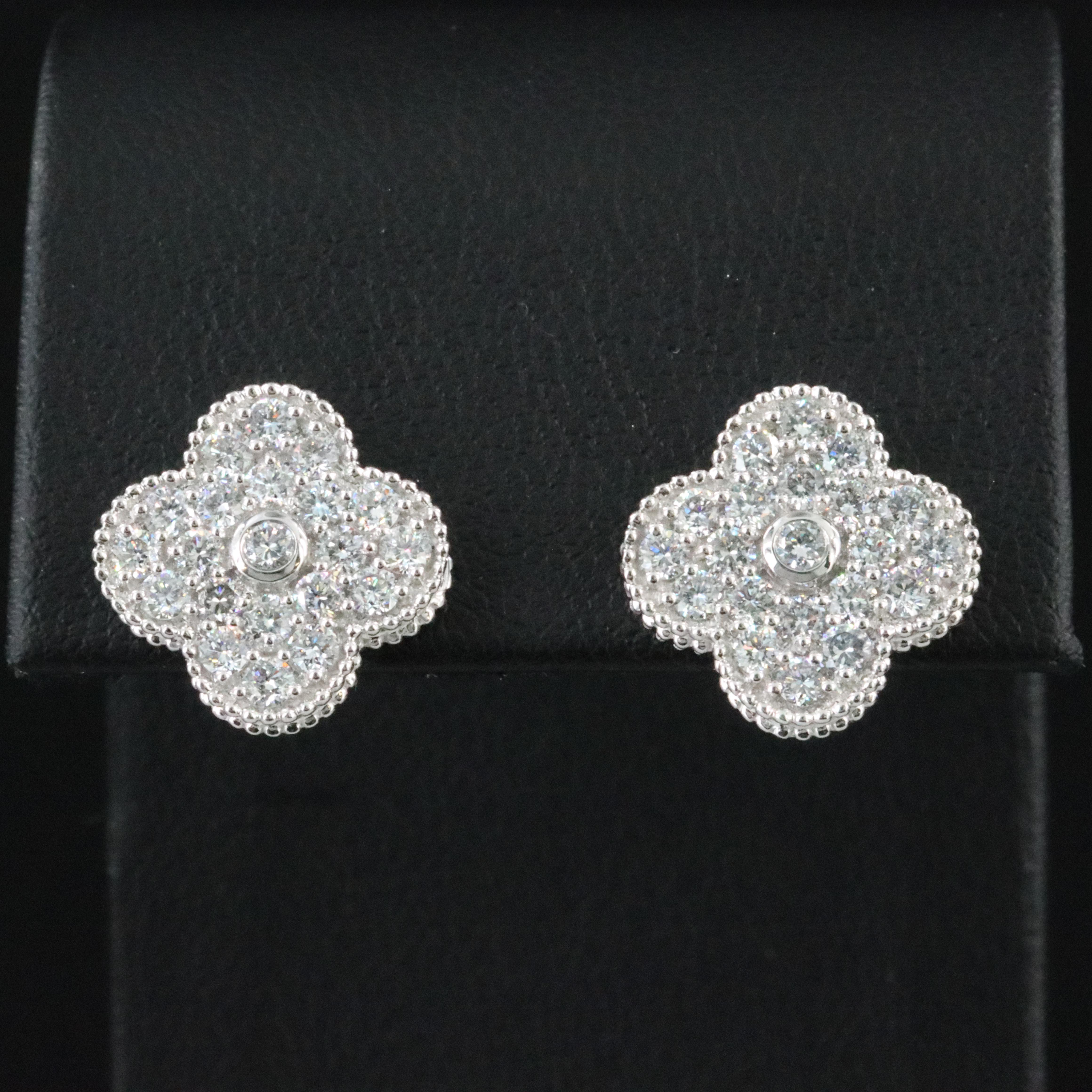 14K 1.30 CTW Lab Grown Diamond Quatrefoil Earrings