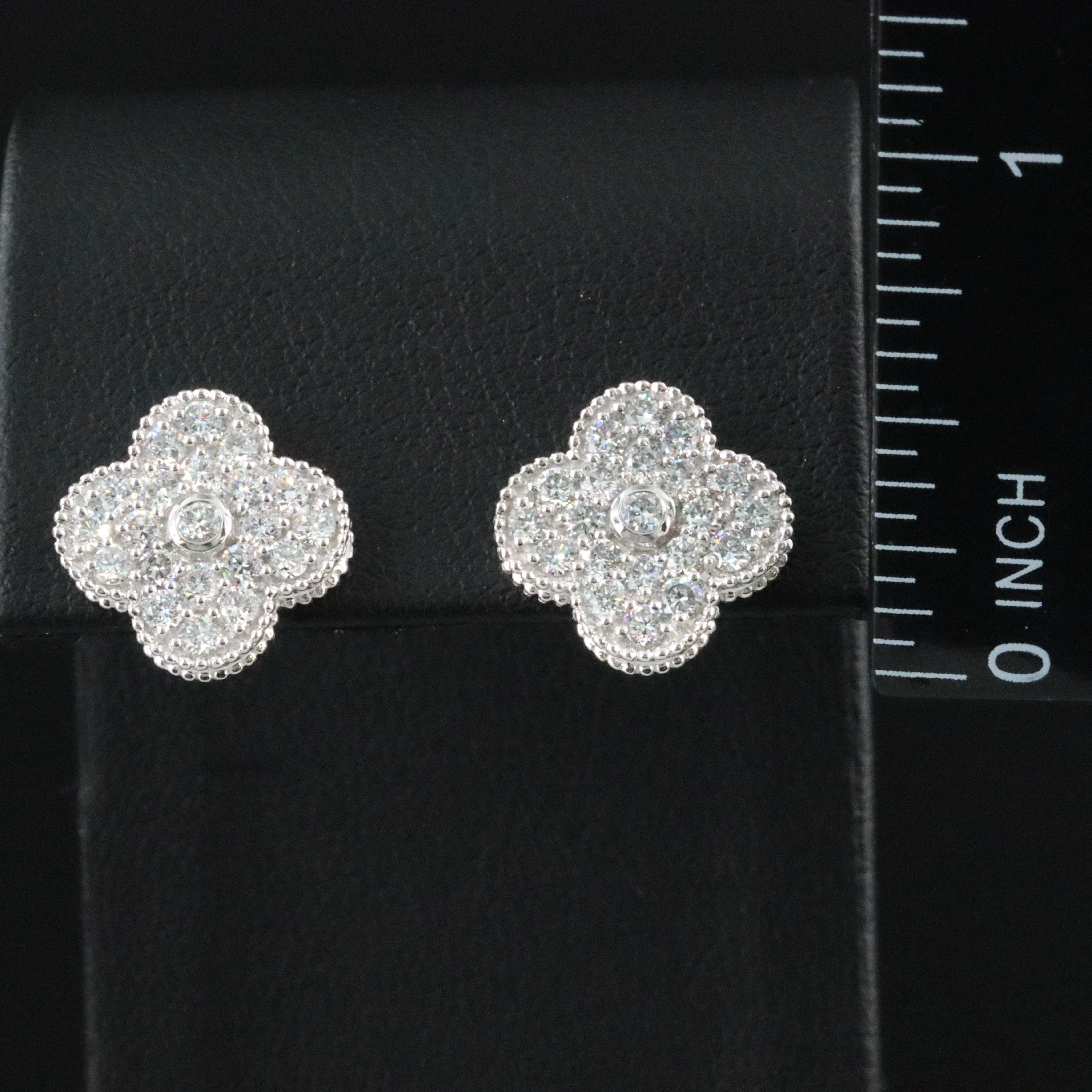 14K 1.30 CTW Lab Grown Diamond Quatrefoil Earrings