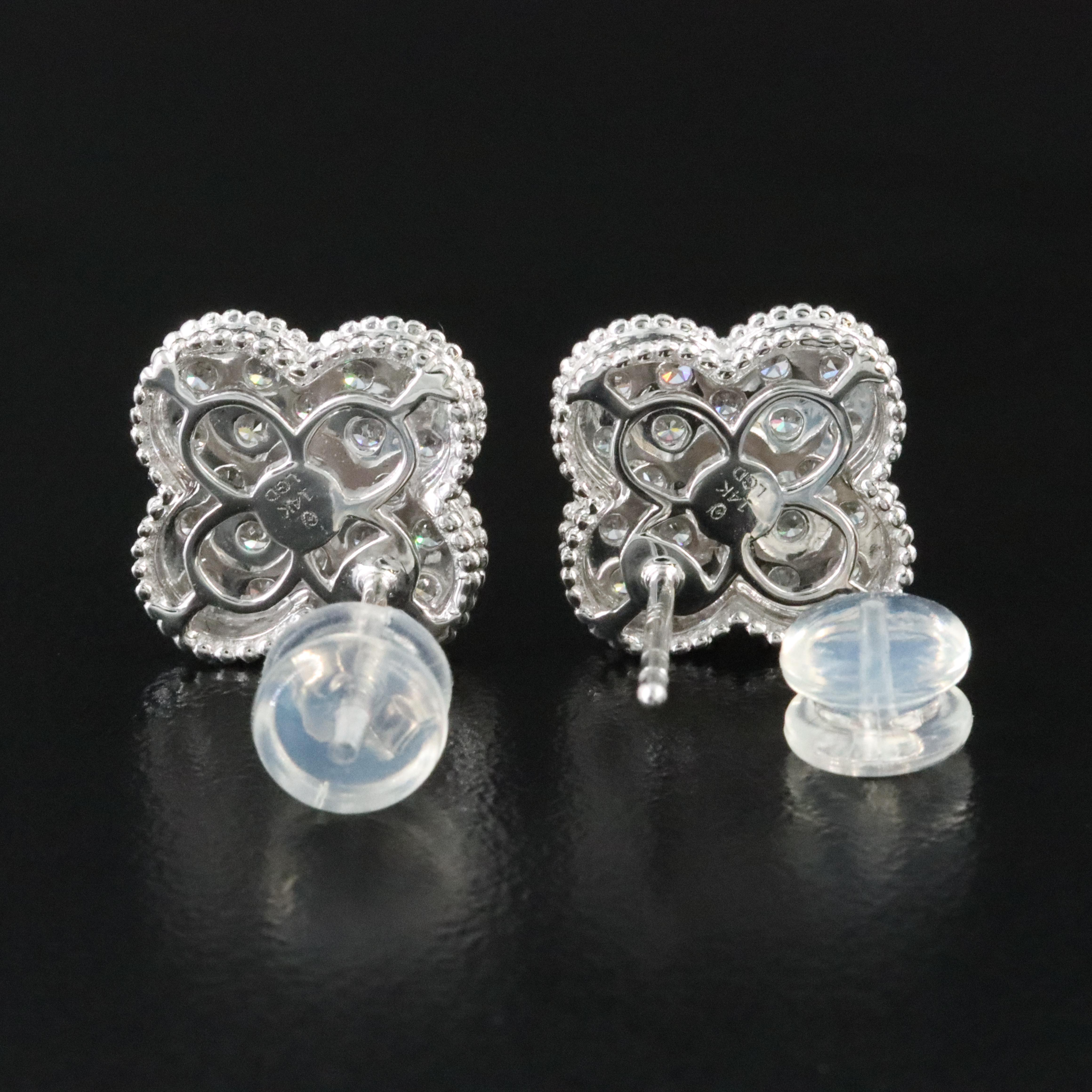 14K 1.30 CTW Lab Grown Diamond Quatrefoil Earrings