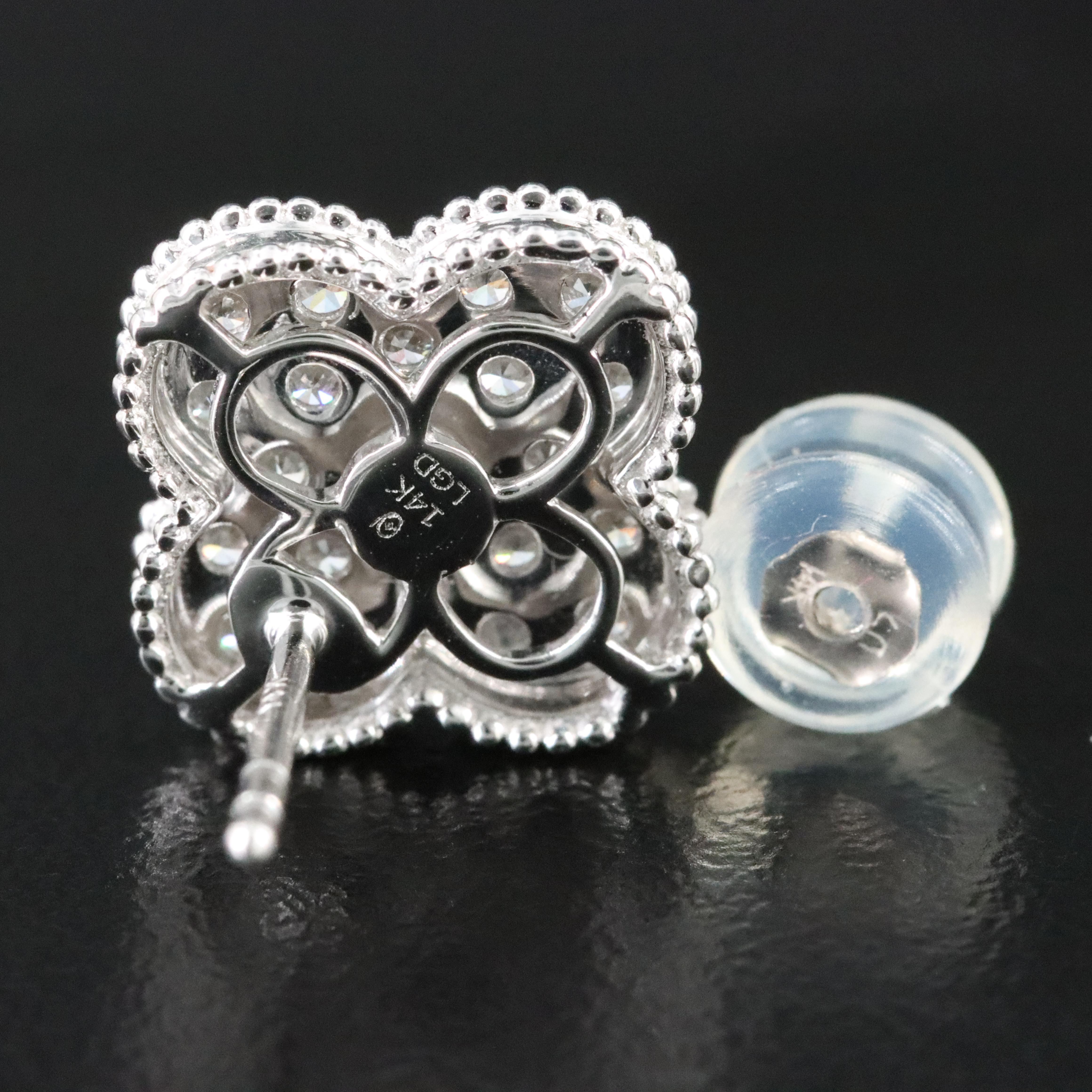 14K 1.30 CTW Lab Grown Diamond Quatrefoil Earrings