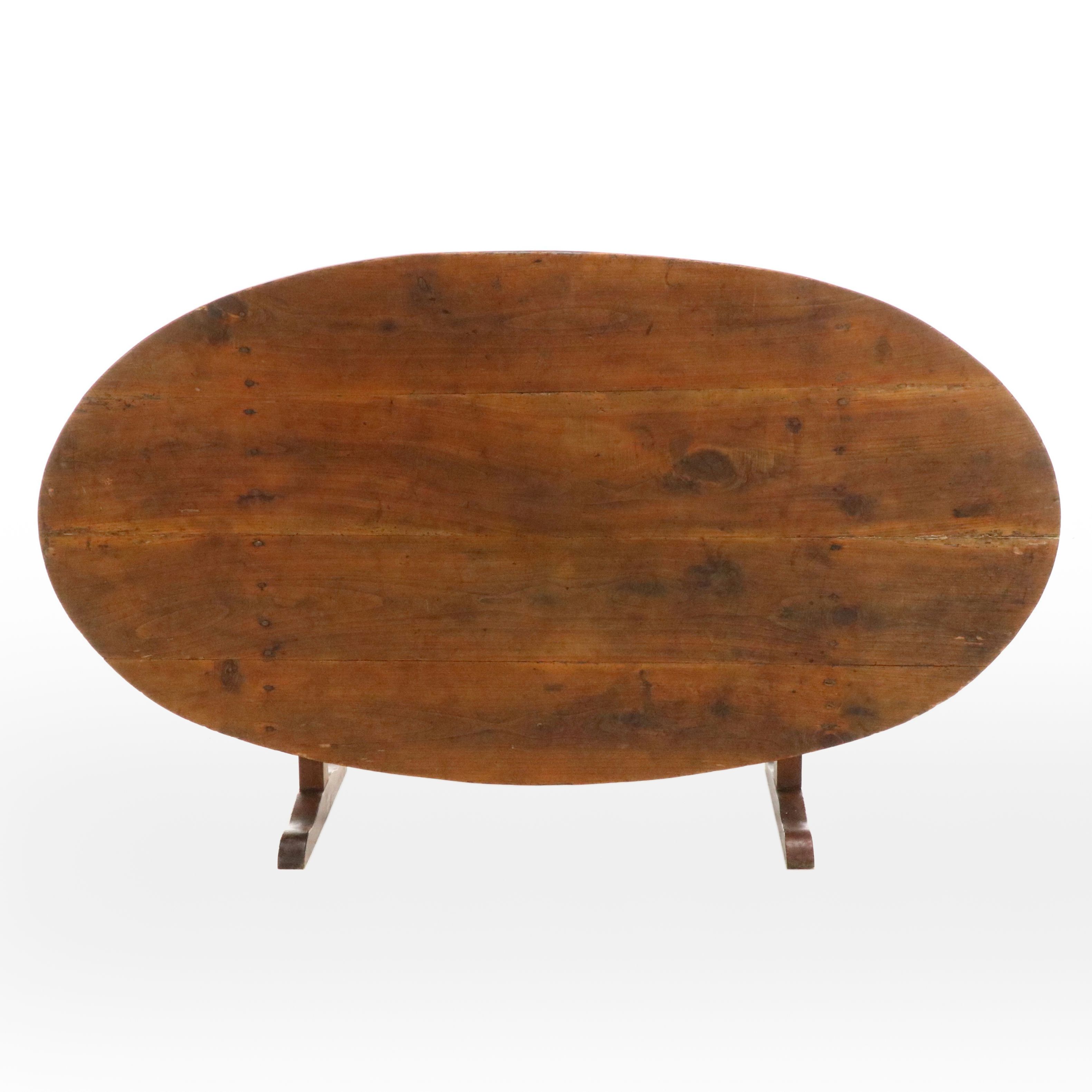 French Fruitwood Oval Vintner's Table, 19th Century