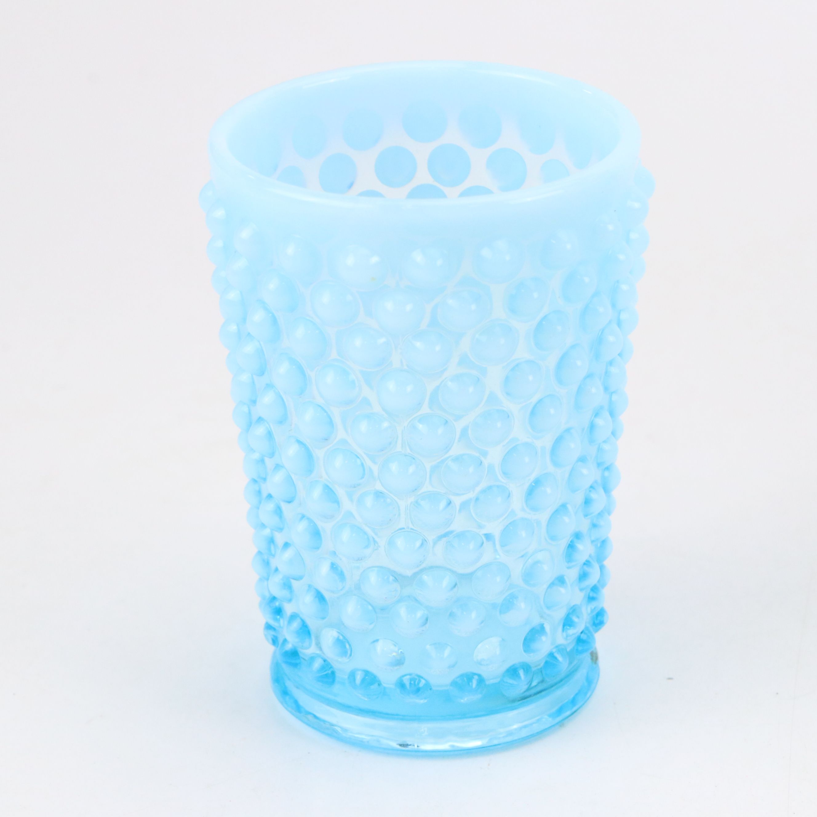 Fenton Hobnail Opalescent Blue Flat Tumblers, Mid-20th Century