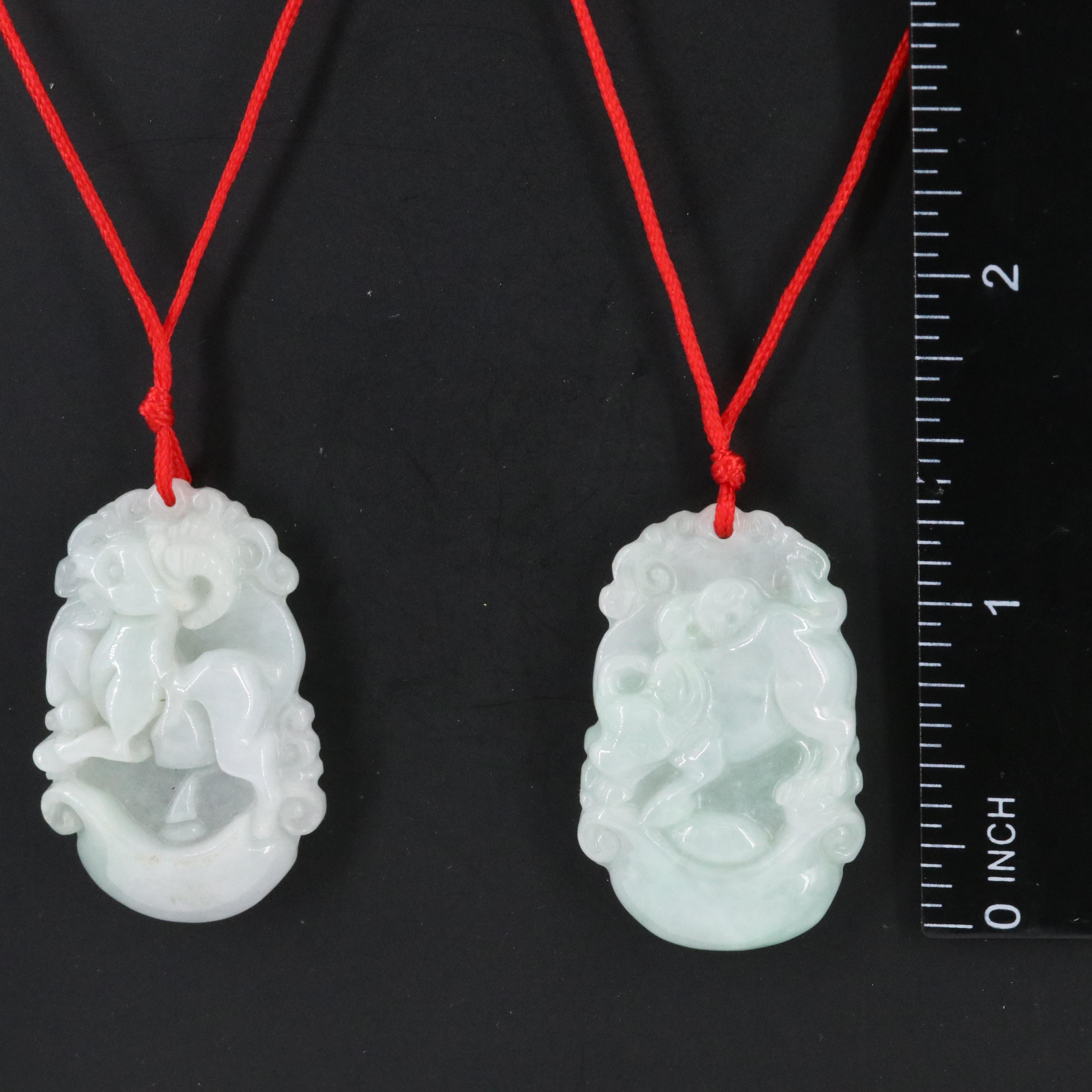 Carved Jadeite Pendant Necklaces