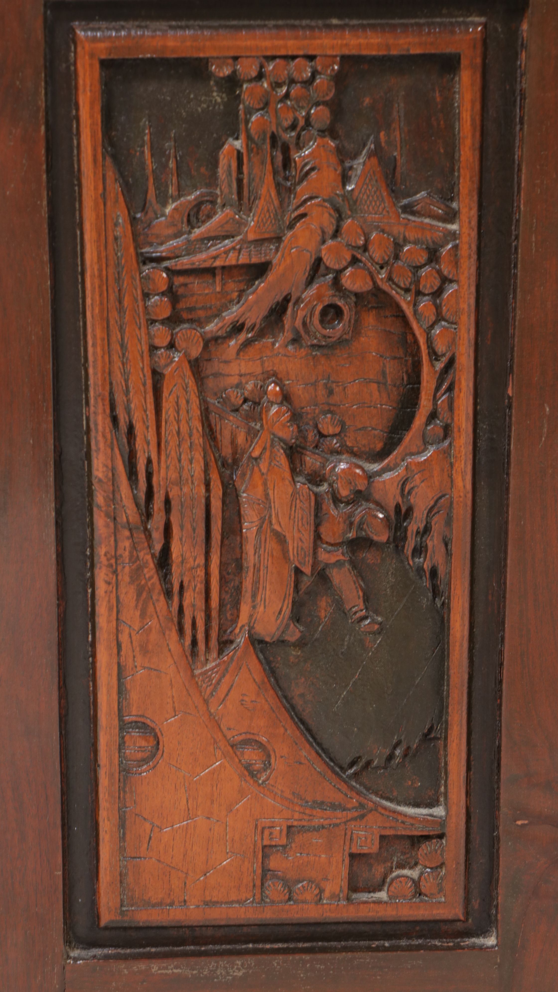 Singaporean Carved Wood Dry Bar Cabinet, Mid–Late 20th Century