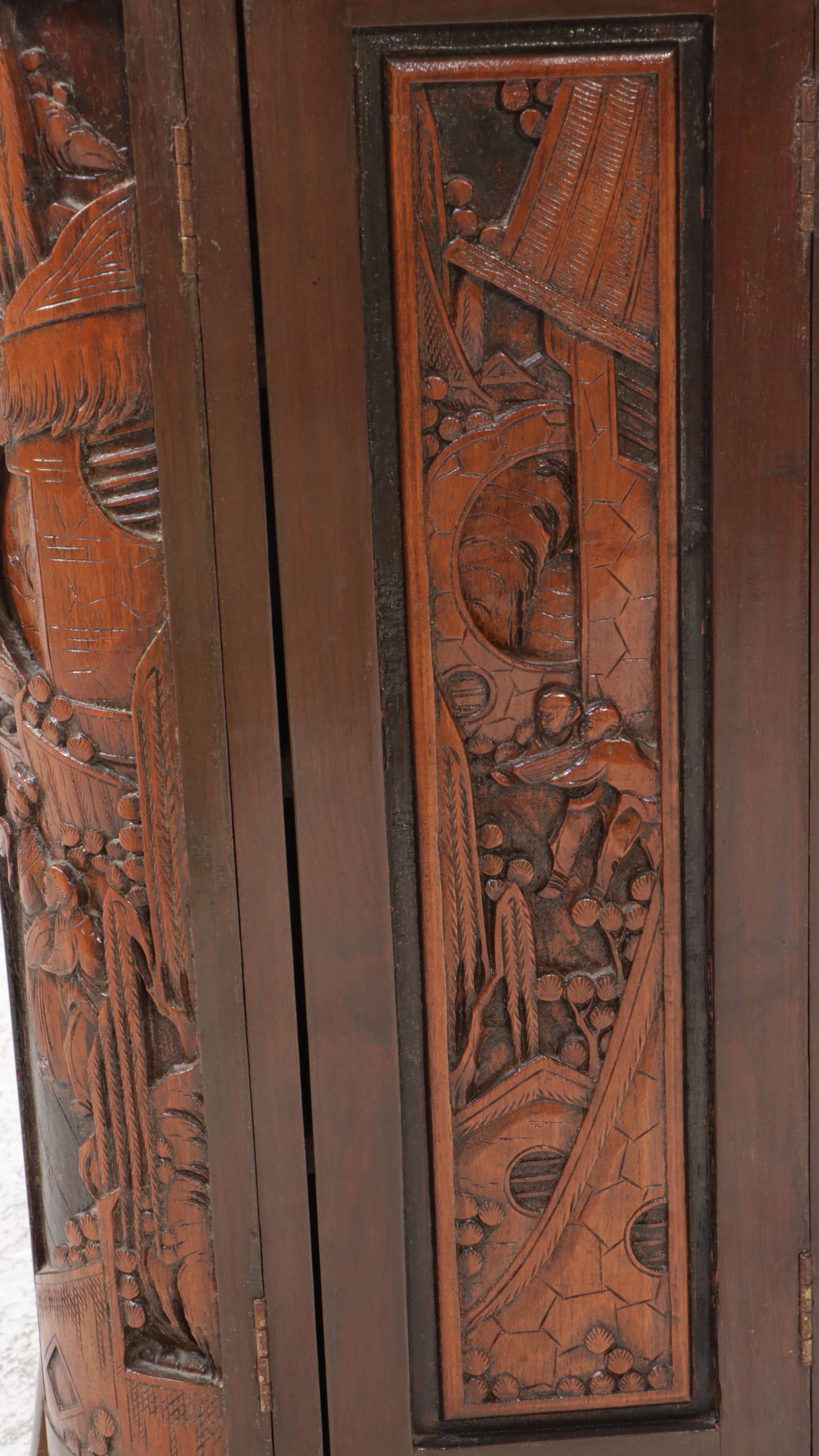 Singaporean Carved Wood Dry Bar Cabinet, Mid–Late 20th Century