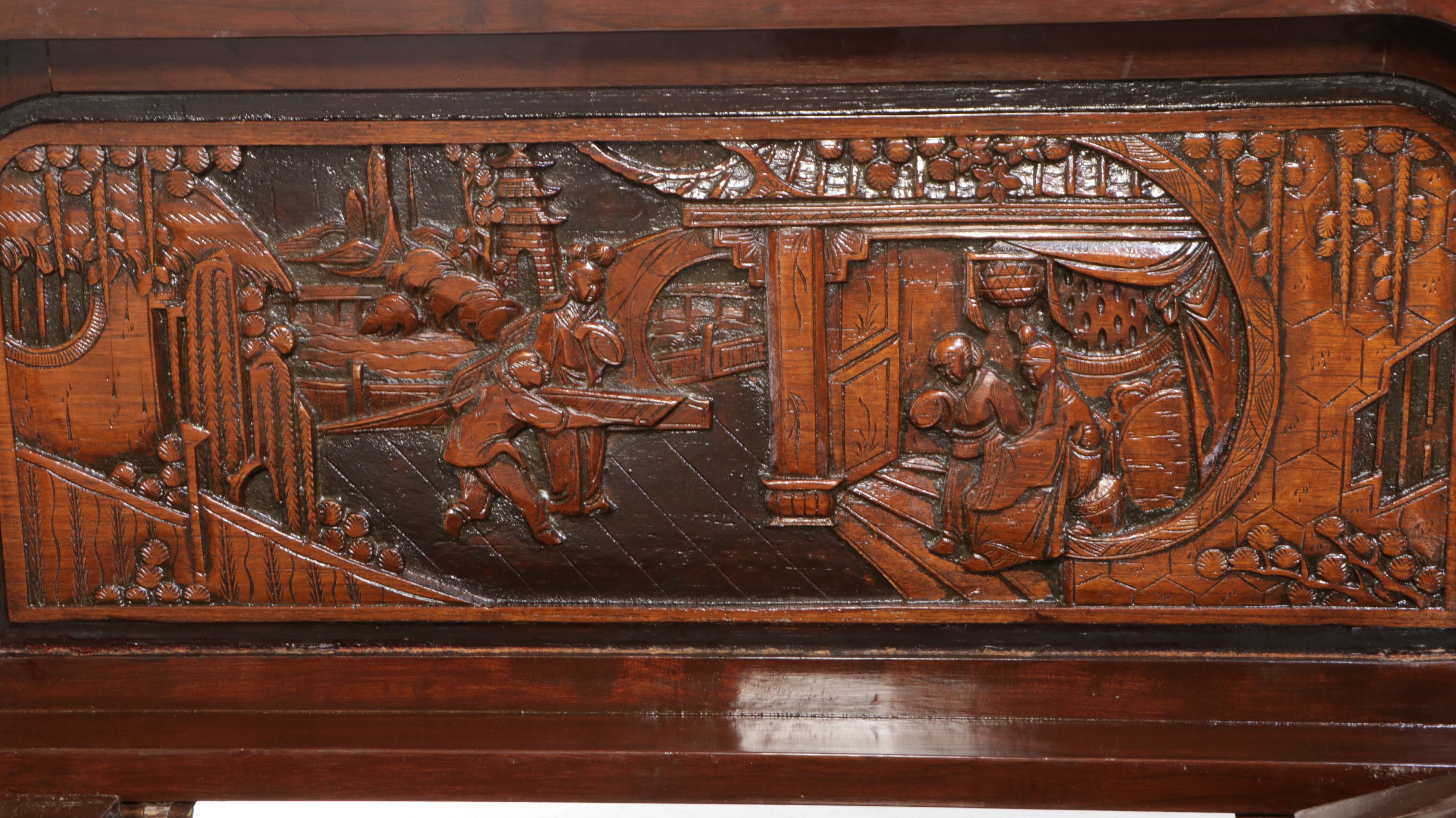 Singaporean Carved Wood Dry Bar Cabinet, Mid–Late 20th Century