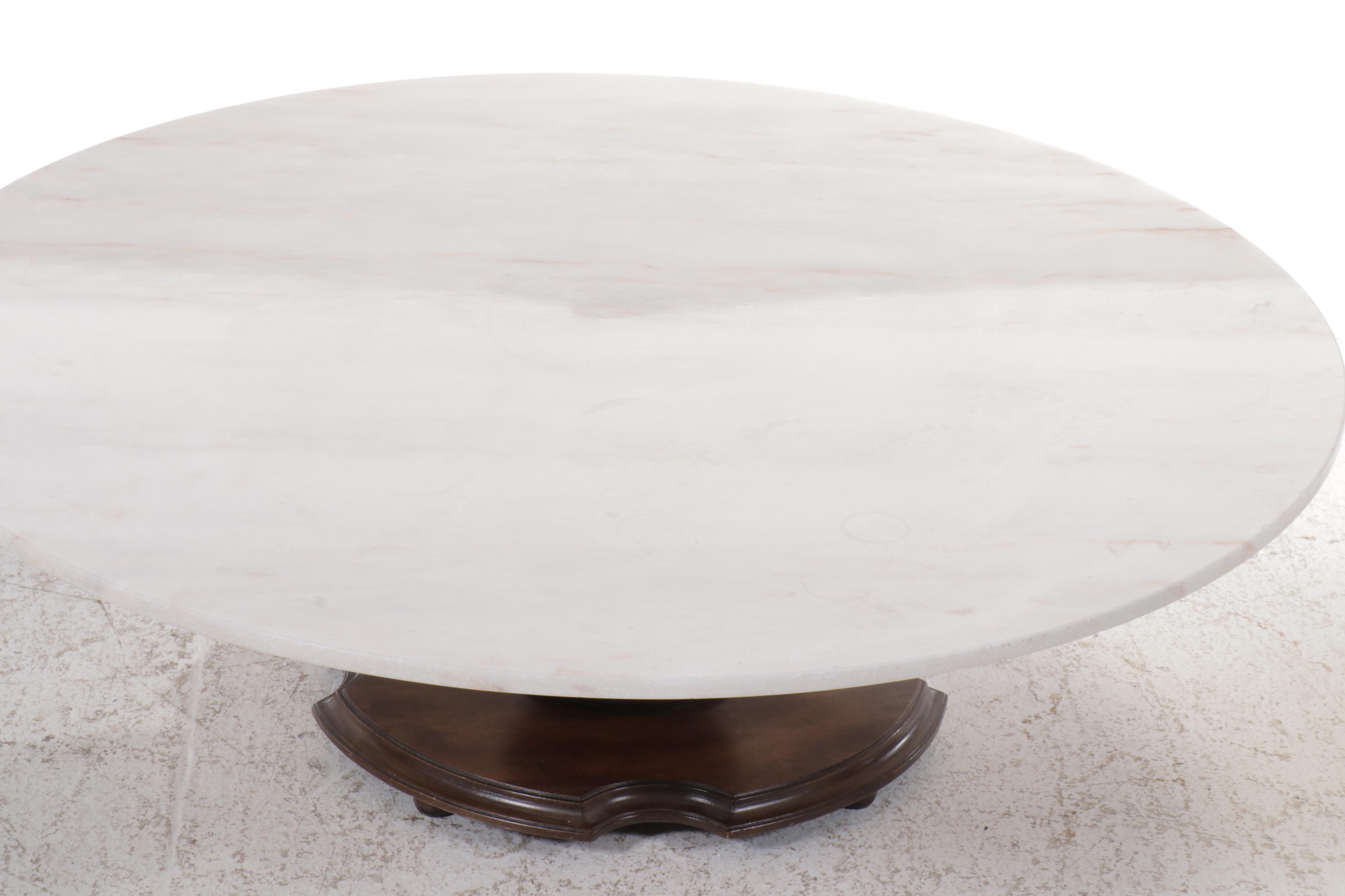 Empire Style Marble Top Pedestal Coffee Table