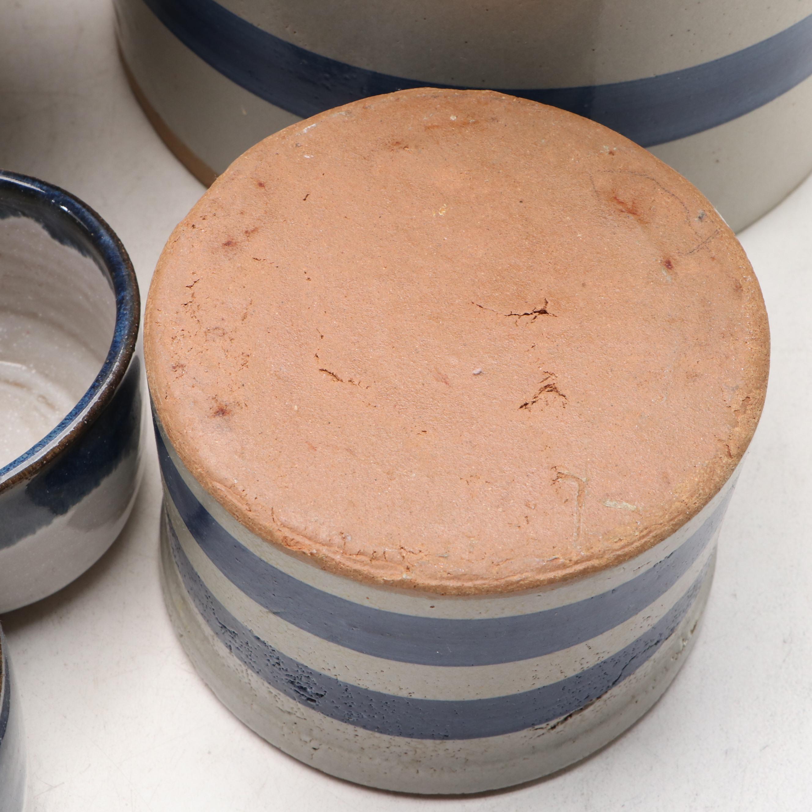 R.R.P. Ceramic "Pizza Pan" with Stoneware Crock and Other Tableware