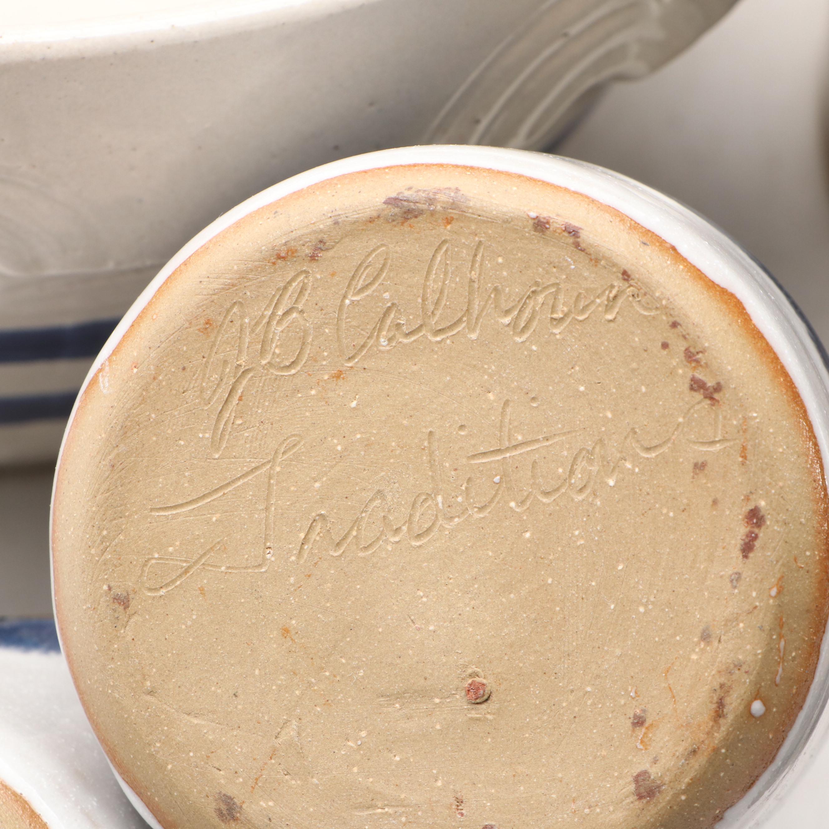 R.R.P. Ceramic "Pizza Pan" with Stoneware Crock and Other Tableware