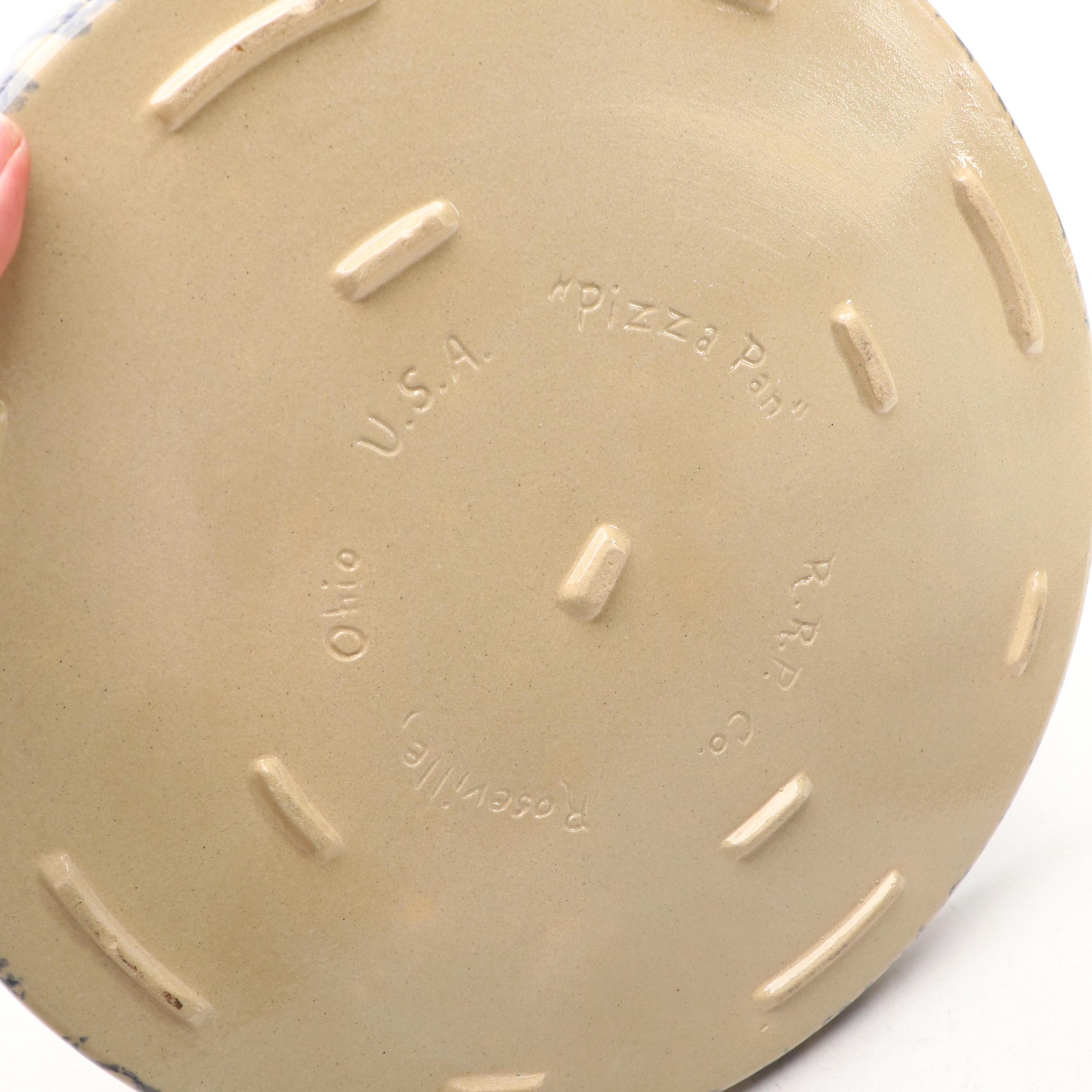 R.R.P. Ceramic "Pizza Pan" with Stoneware Crock and Other Tableware