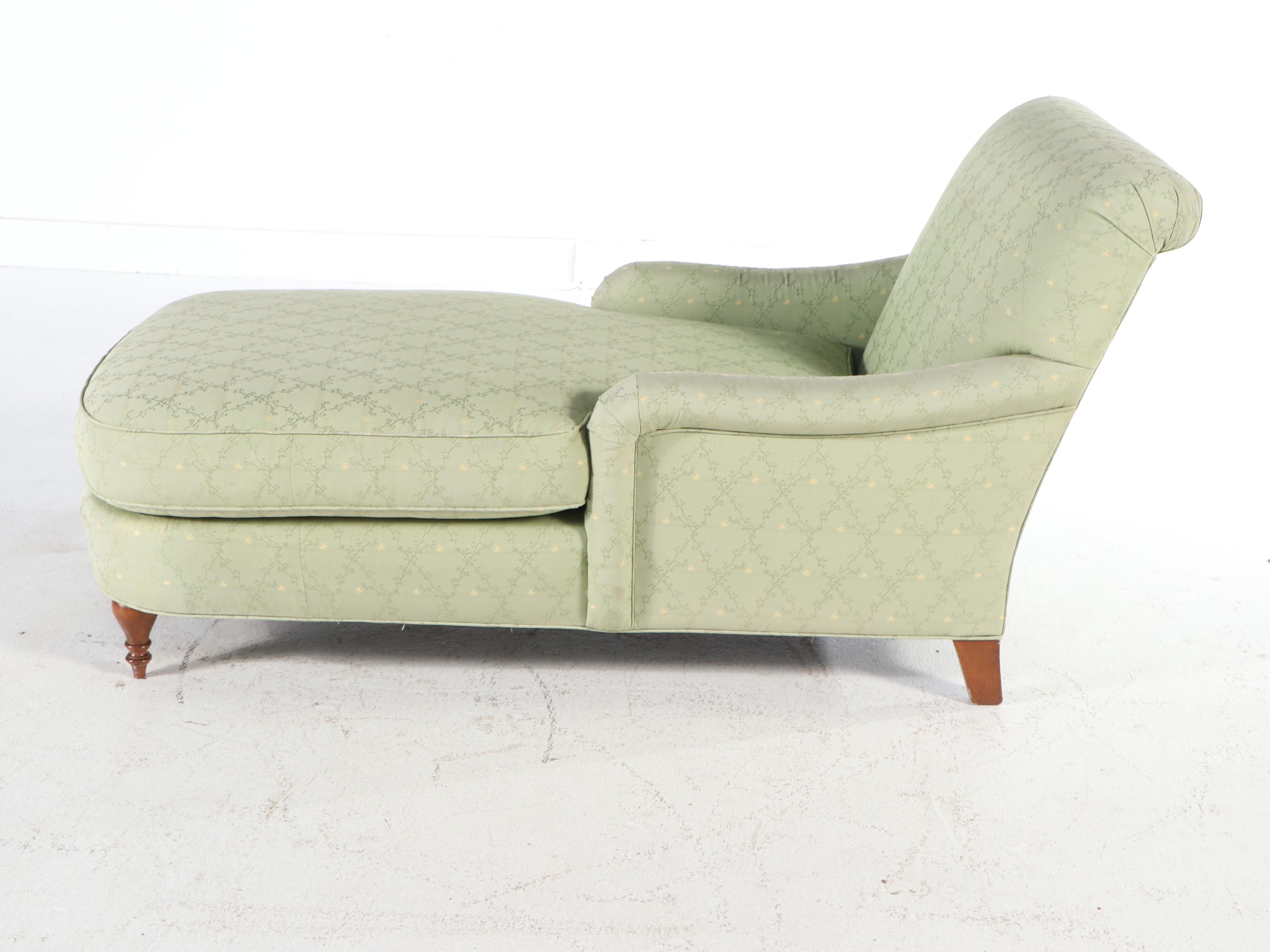 Art Deco Style Upholstered Scrolled Back Chaise Lounge