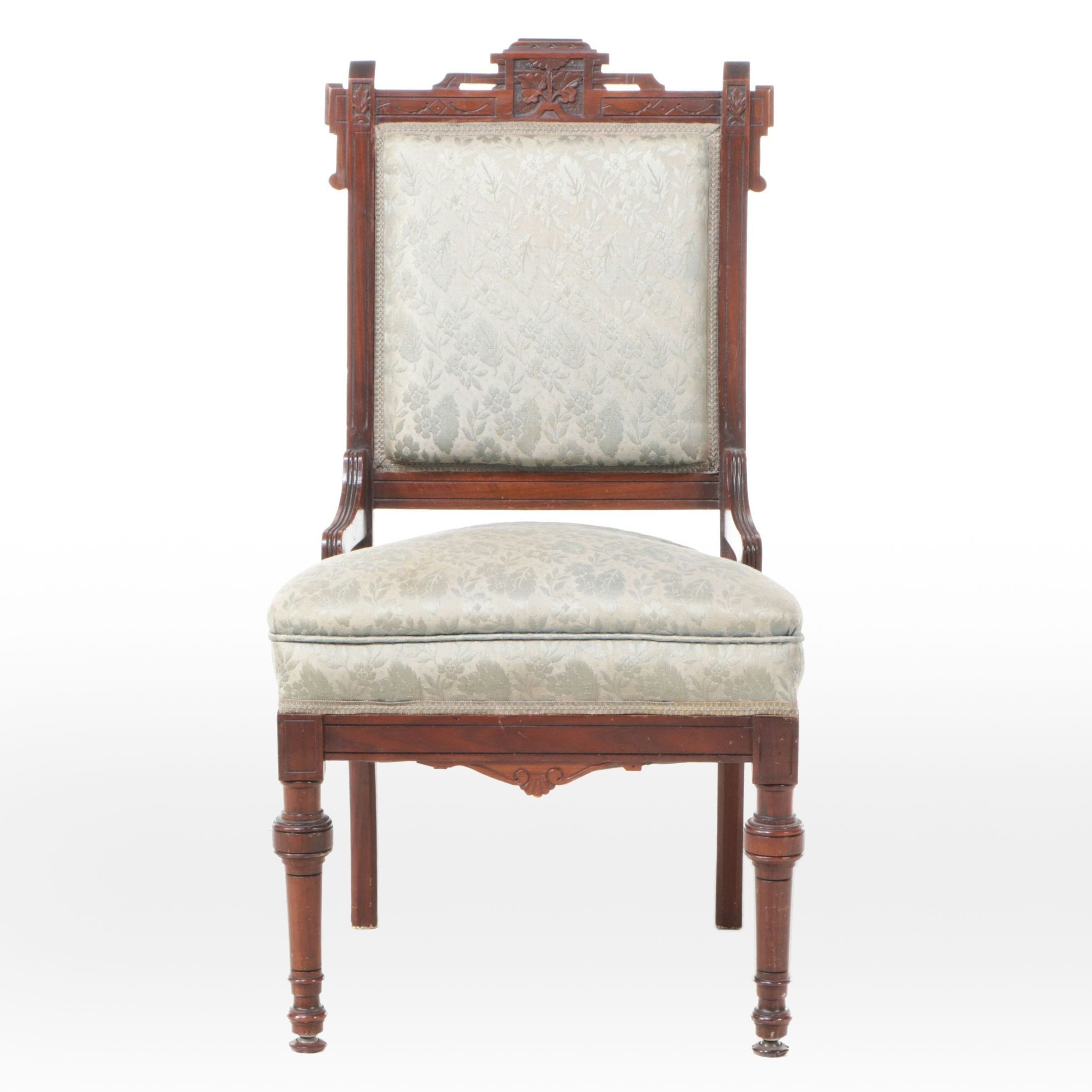 Eastlake Carved Walnut Parlor Chair