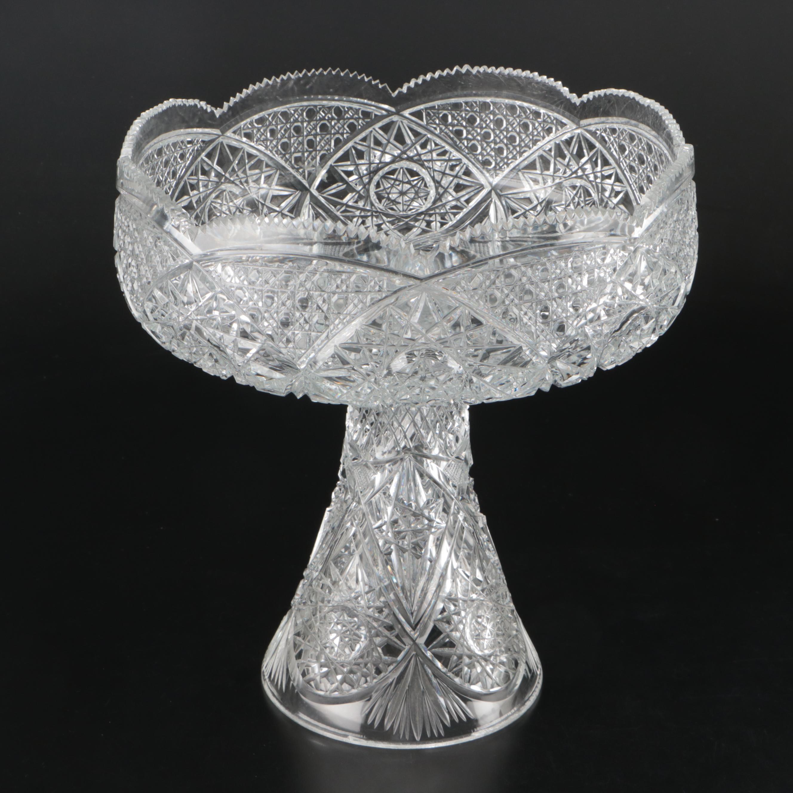 Sun and Star Cut Crystal Centerpiece Bowl