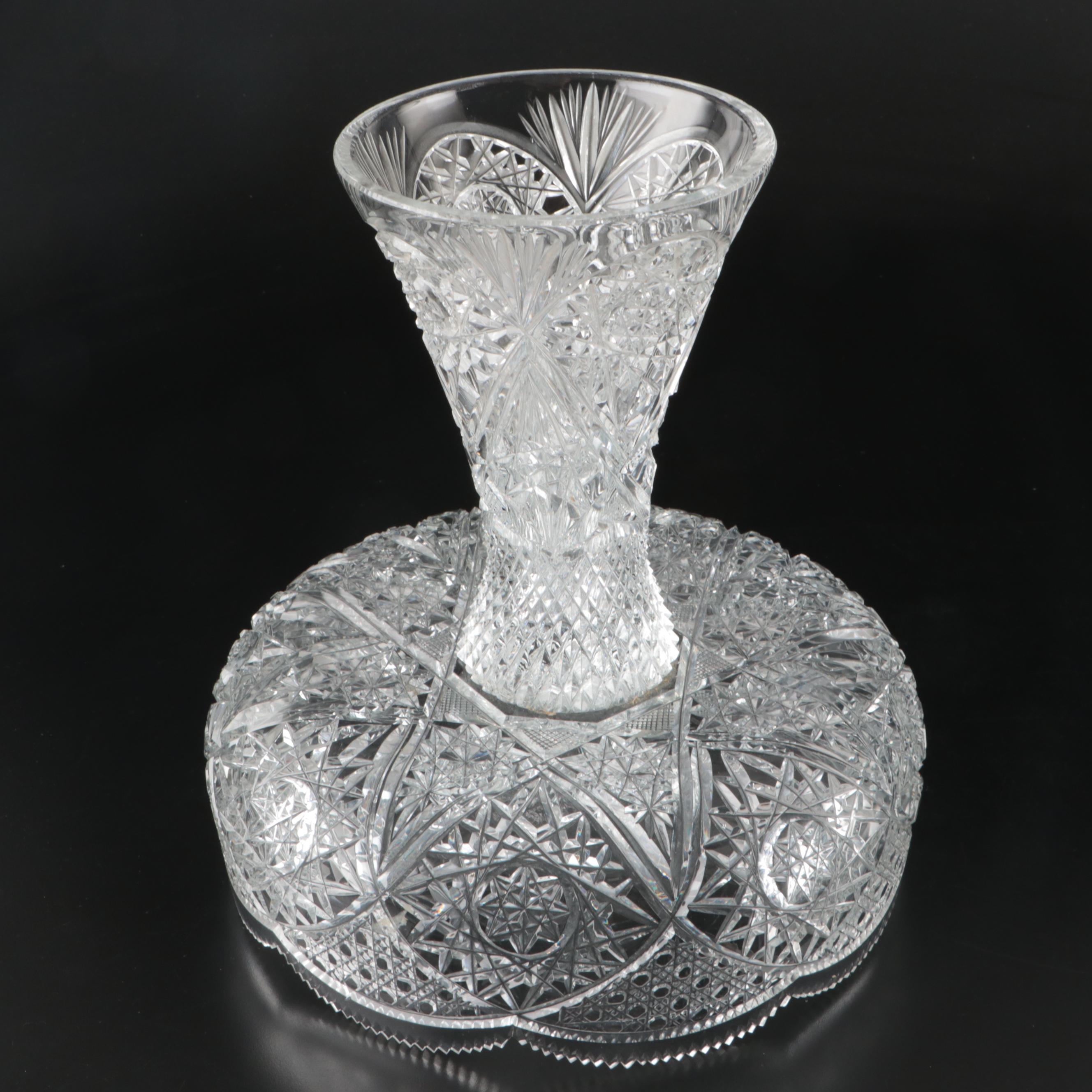 Sun and Star Cut Crystal Centerpiece Bowl