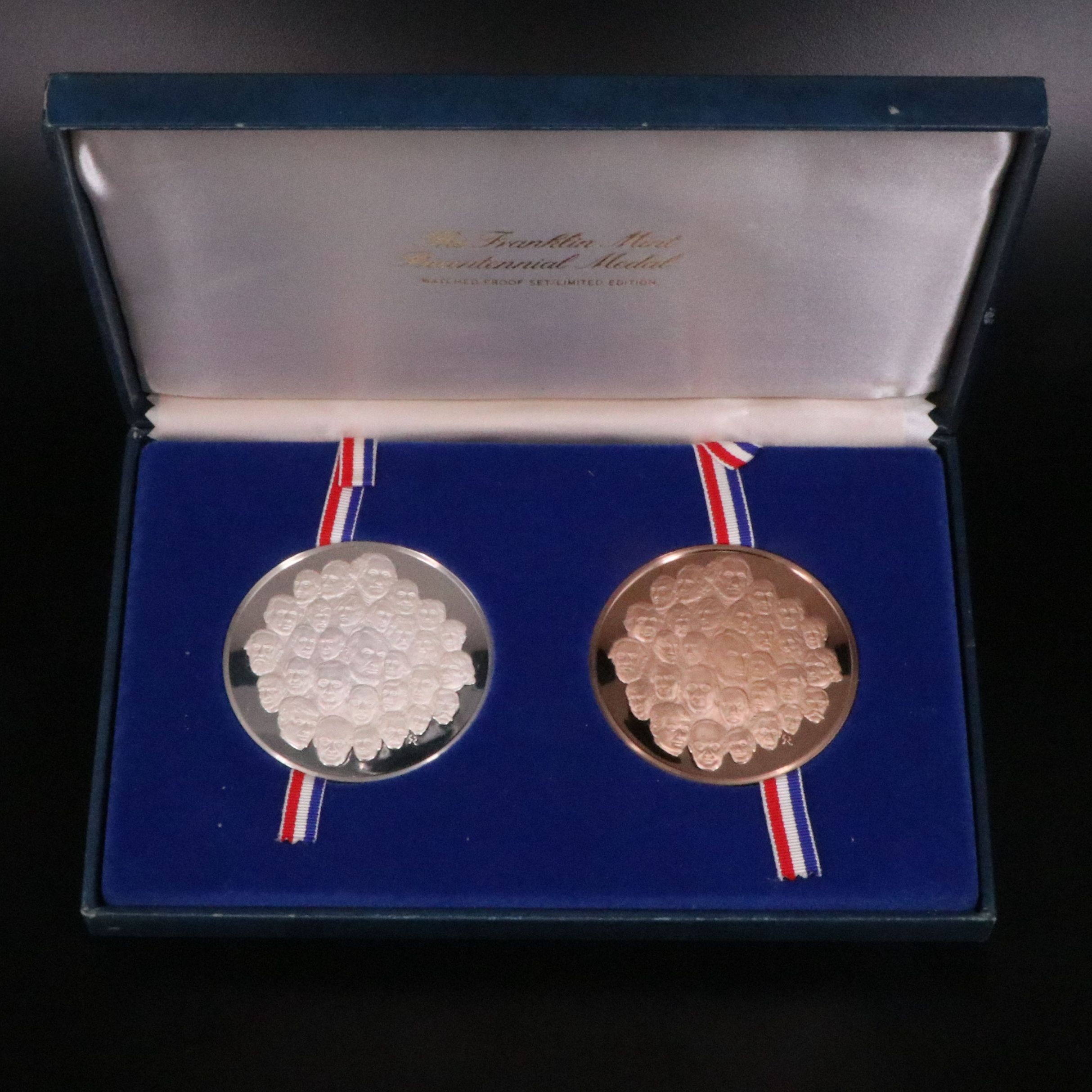 Set of 1975 Franklin Mint Silver and Bronze Bicentennial Medals