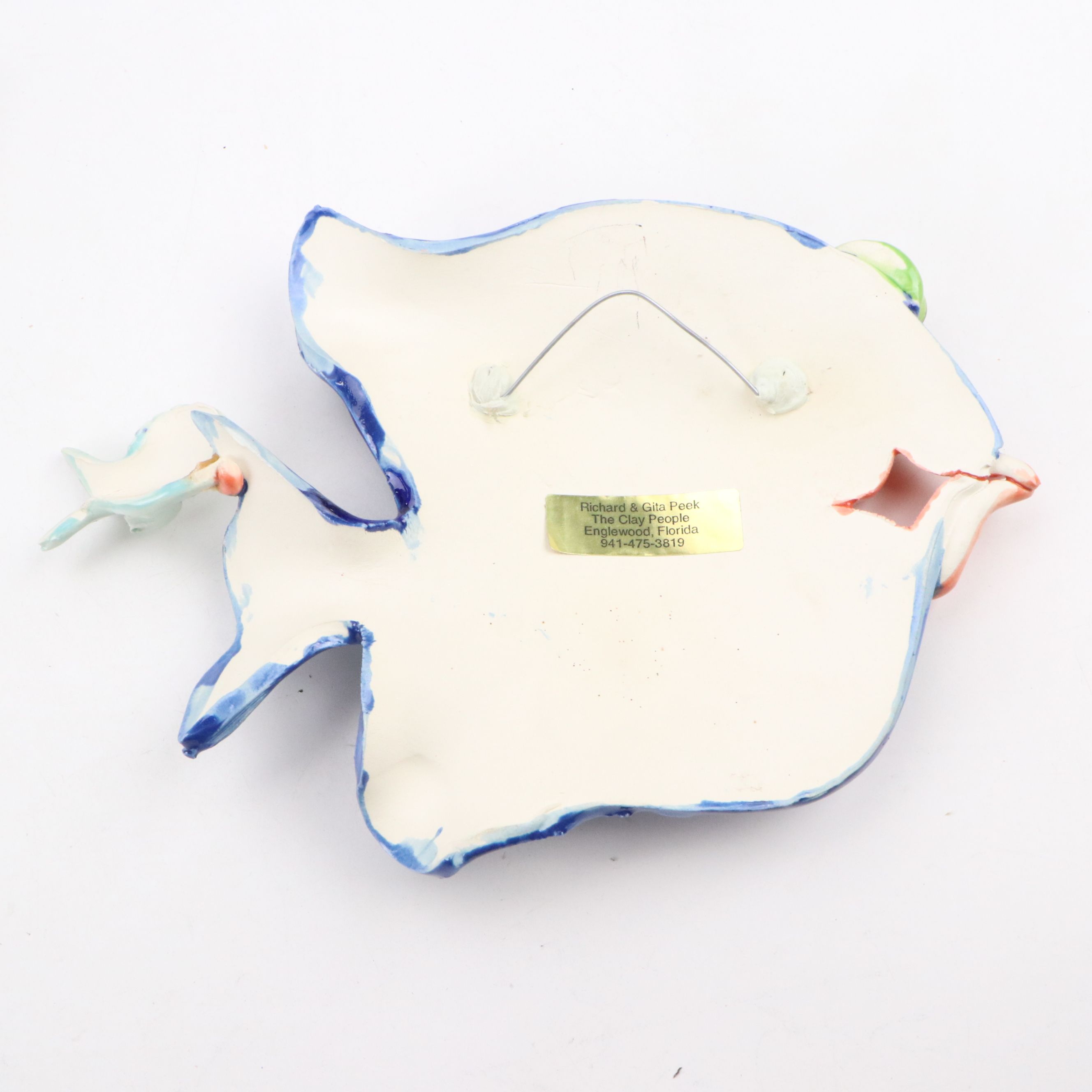 Richard and Gita Peek Hand-Painted Wall Hanging Ceramic Fishes and Seahorse